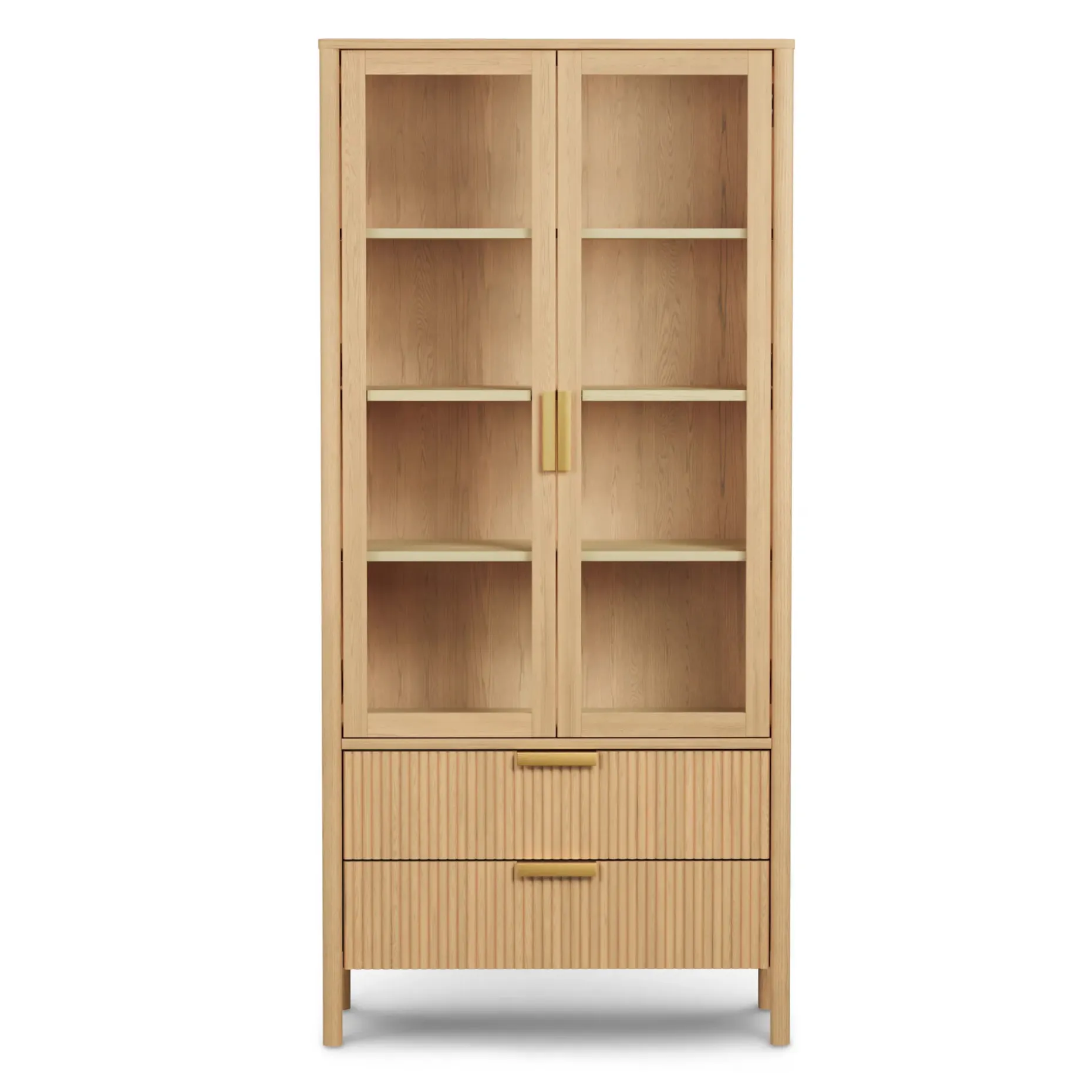Liv 35.25" Glass Cabinet - White Oak