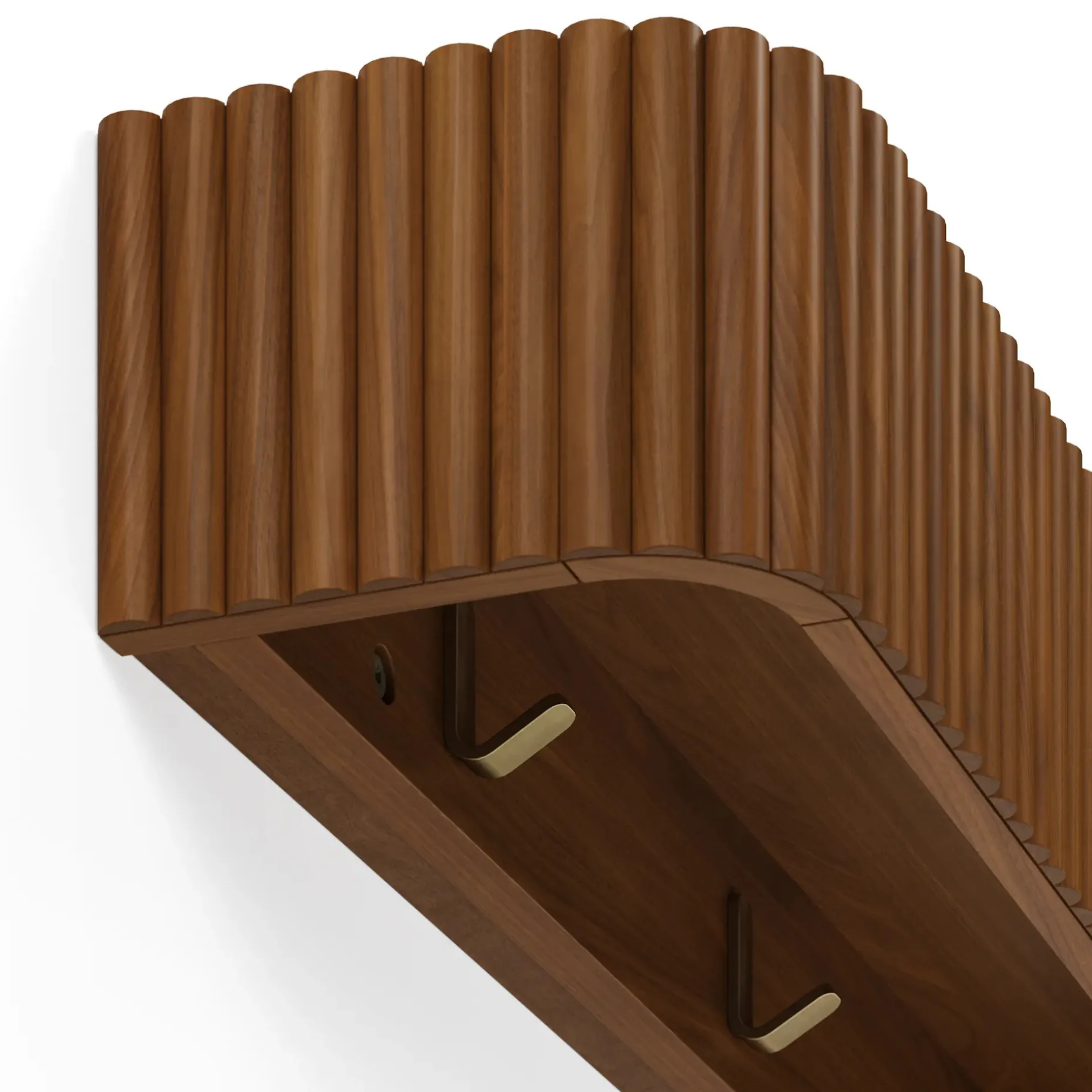 Liv 32" Shelf and Coat Rack - Brass and Walnut