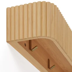Liv 32" Shelf and Coat Rack - Brass and White Oak
