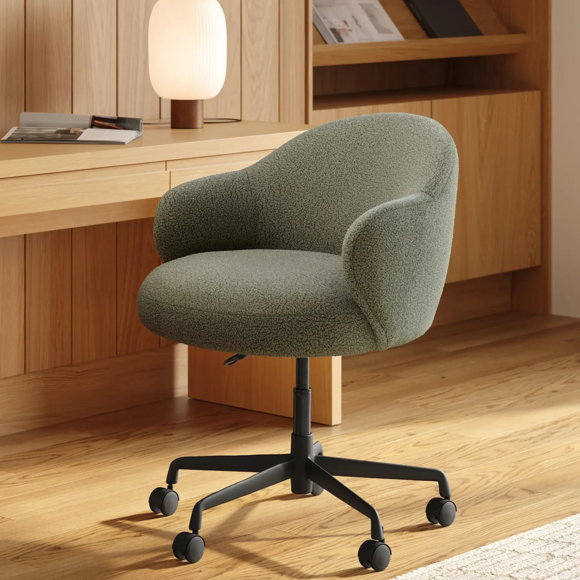 Loa Office Chair - Short Shearling Green