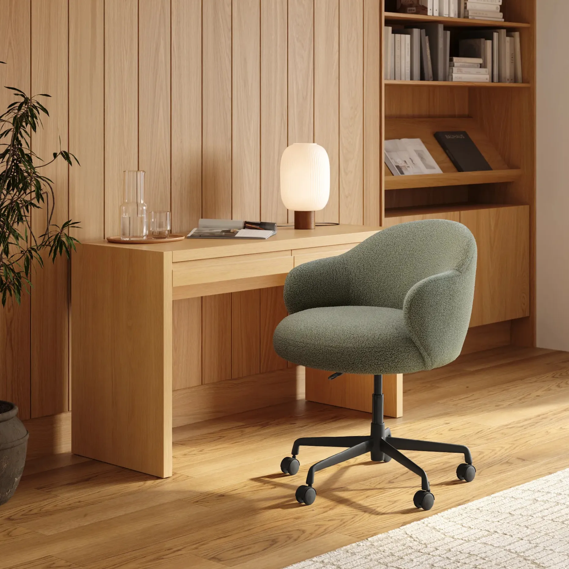 Loa Office Chair - Short Shearling Green