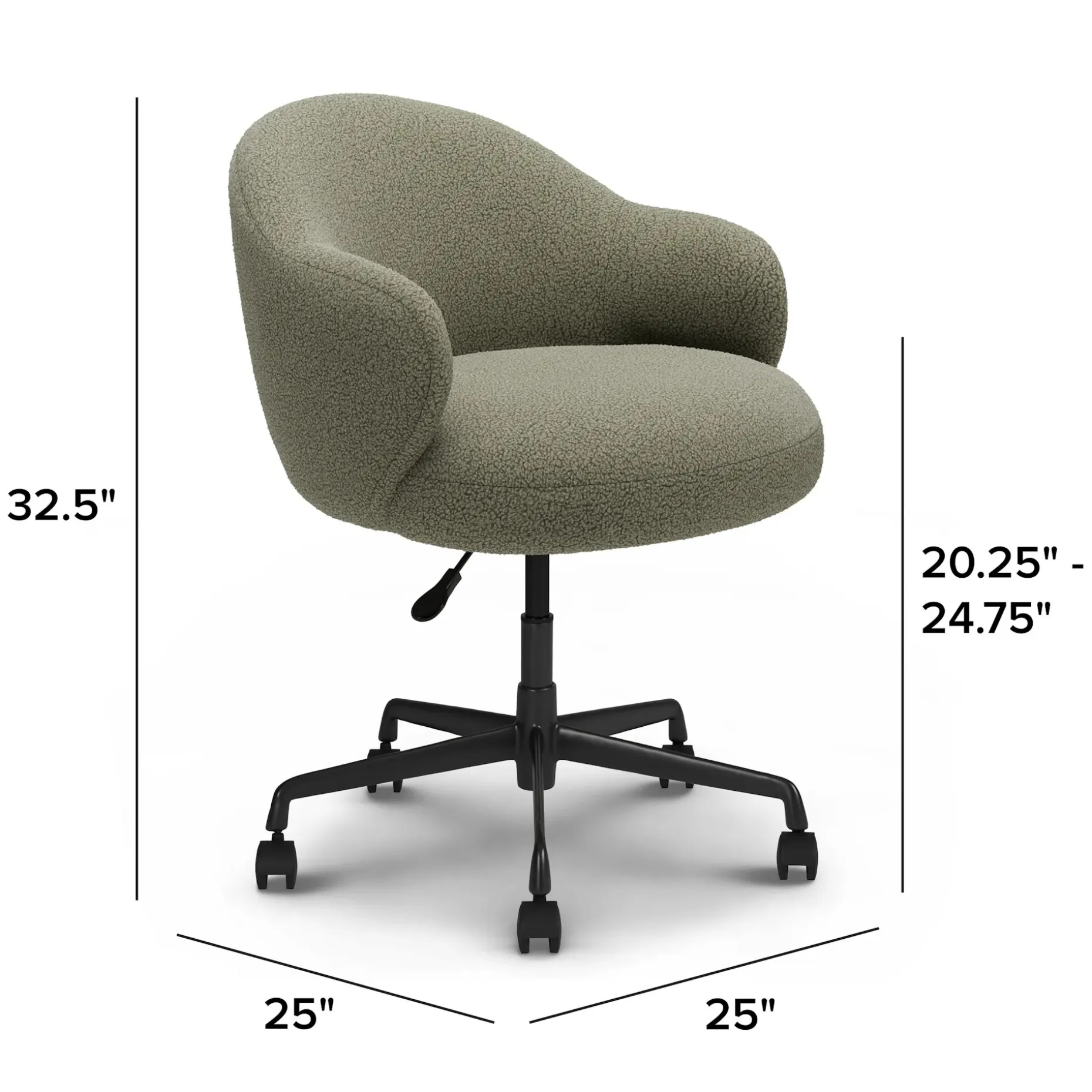 Loa Office Chair - Short Shearling Green