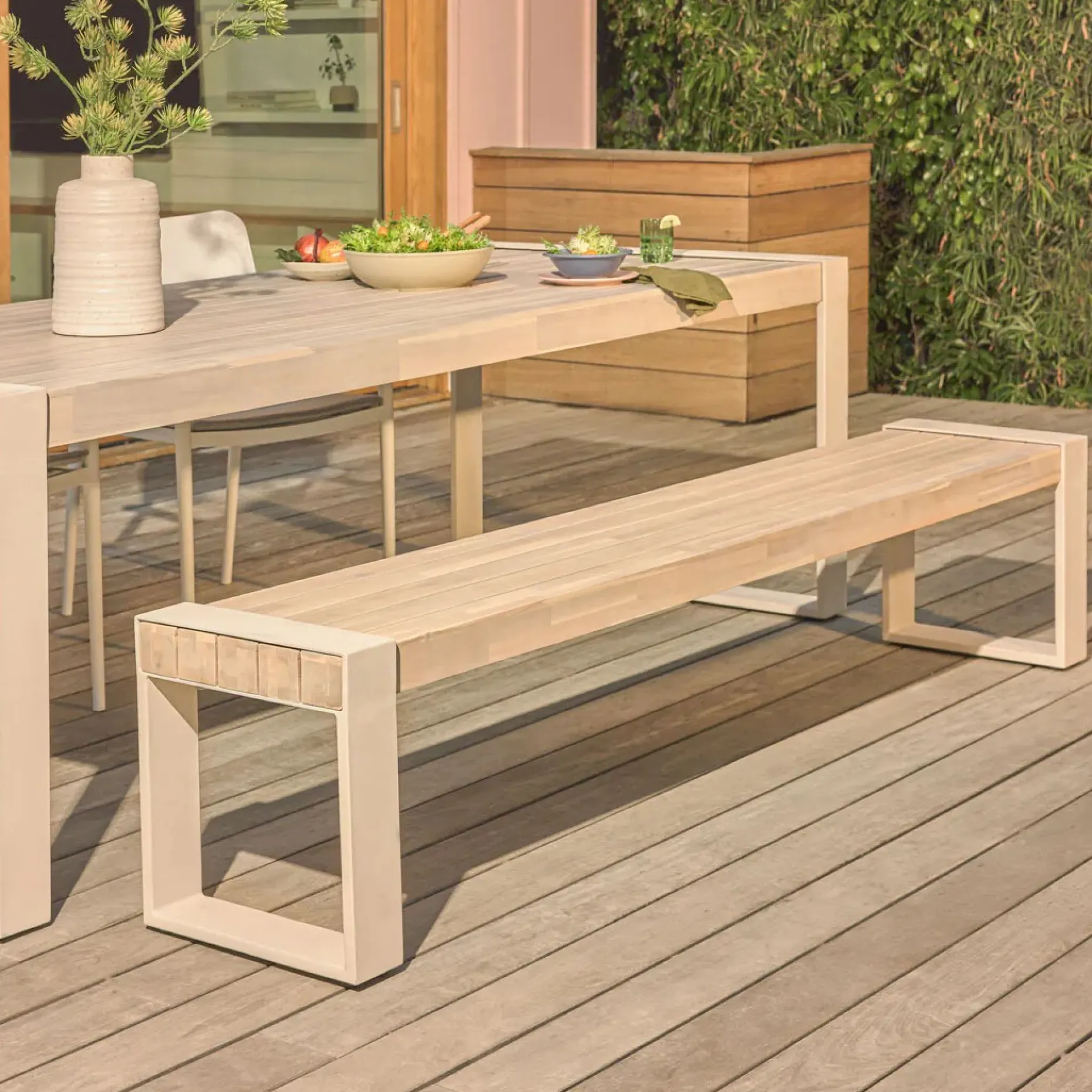 Lubek 84.5" Outdoor Bench - Byron Gray