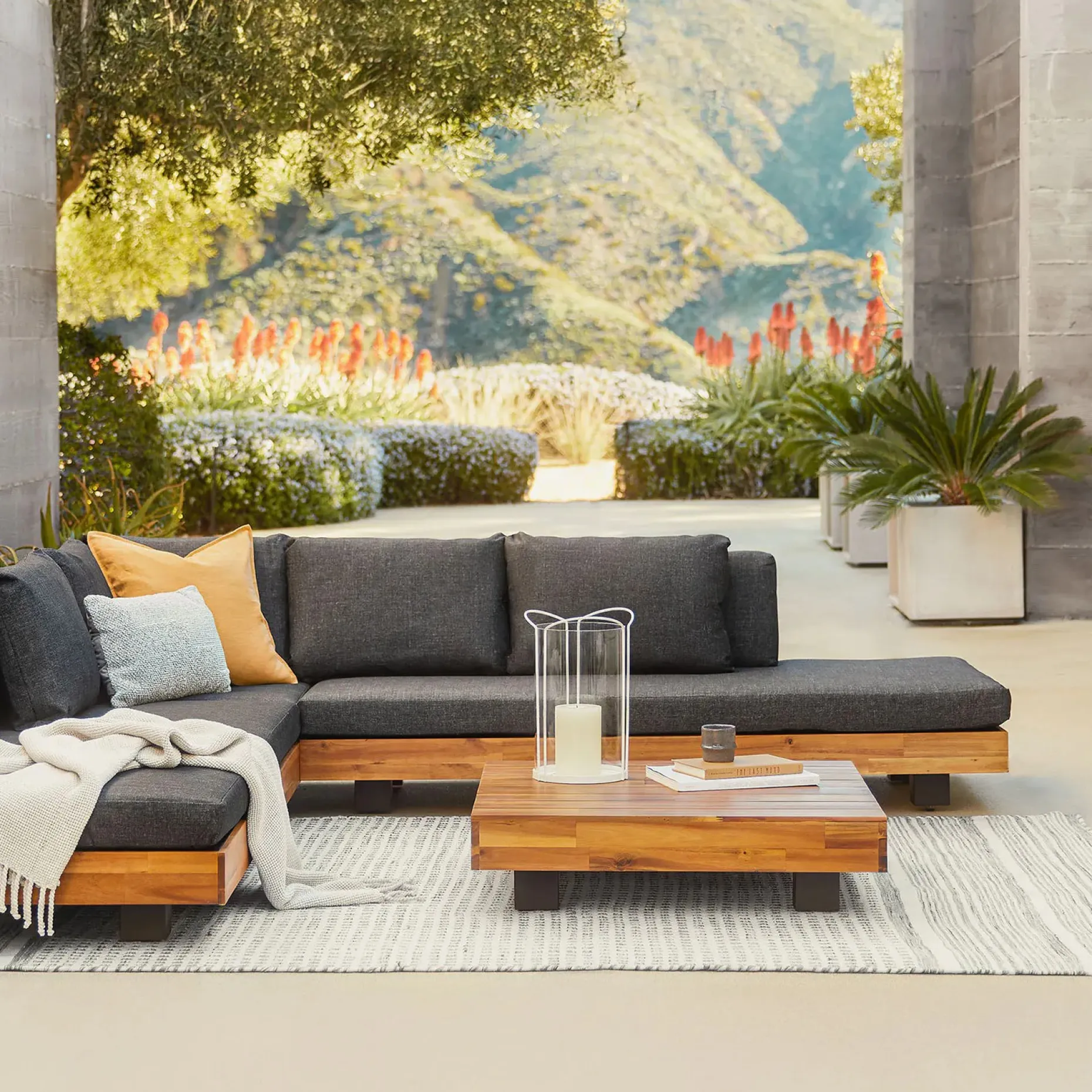 Lubek 32.5" Outdoor Coffee Table - Tuscan Brown