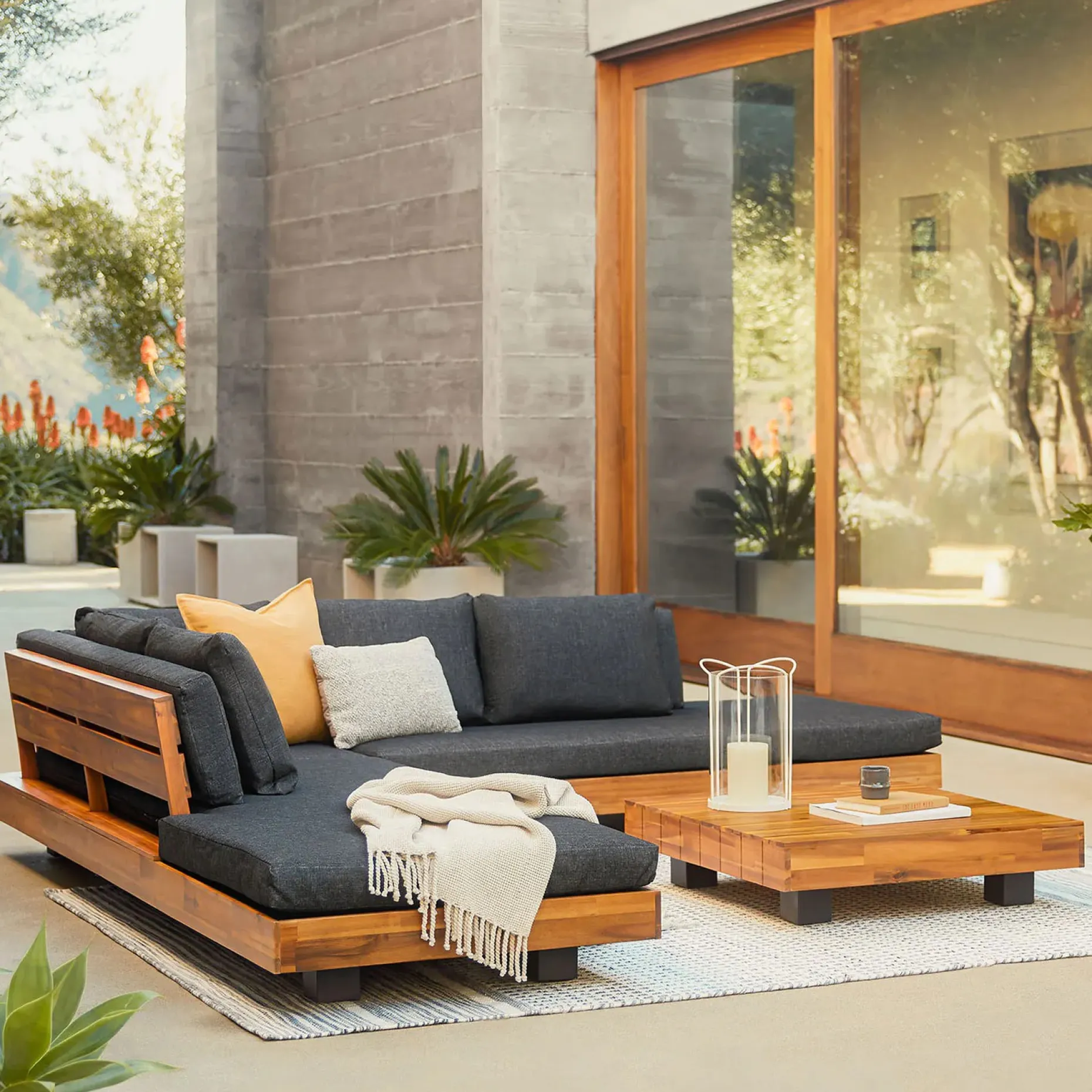 Lubek 32.5" Outdoor Coffee Table - Tuscan Brown