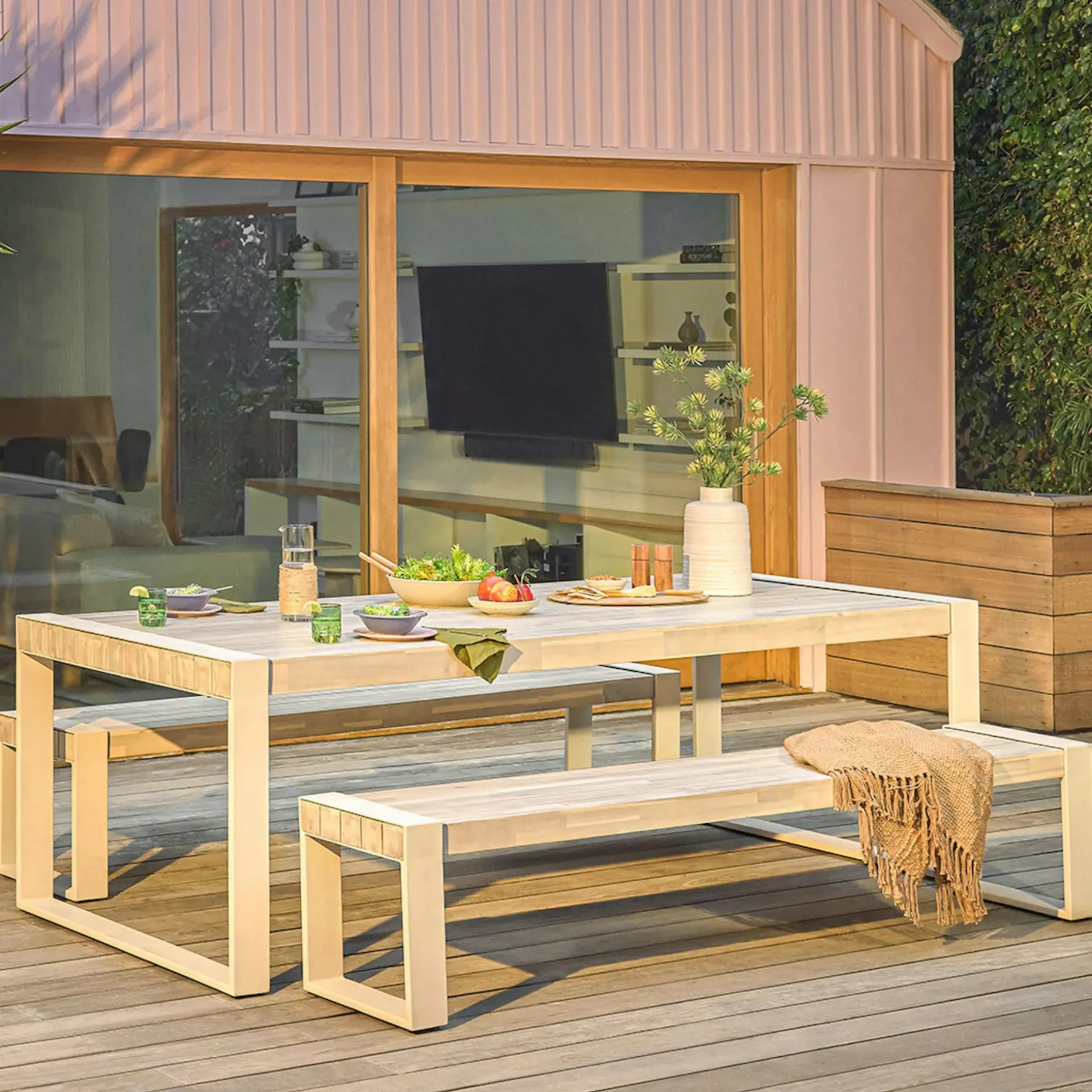 Lubek 94.5" Outdoor Dining Set - Byron Gray