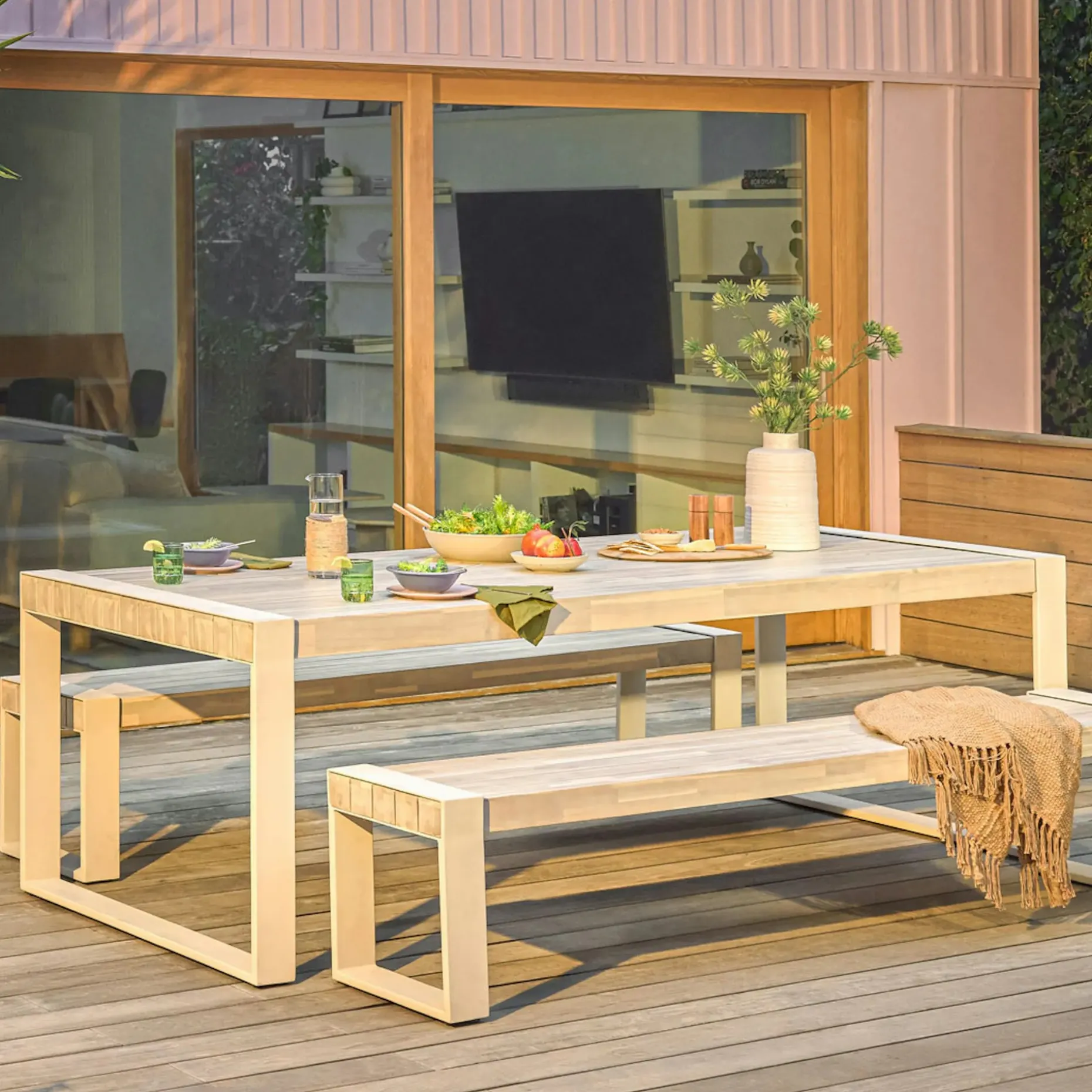 Lubek 94.5" Outdoor Dining Table - Byron Gray
