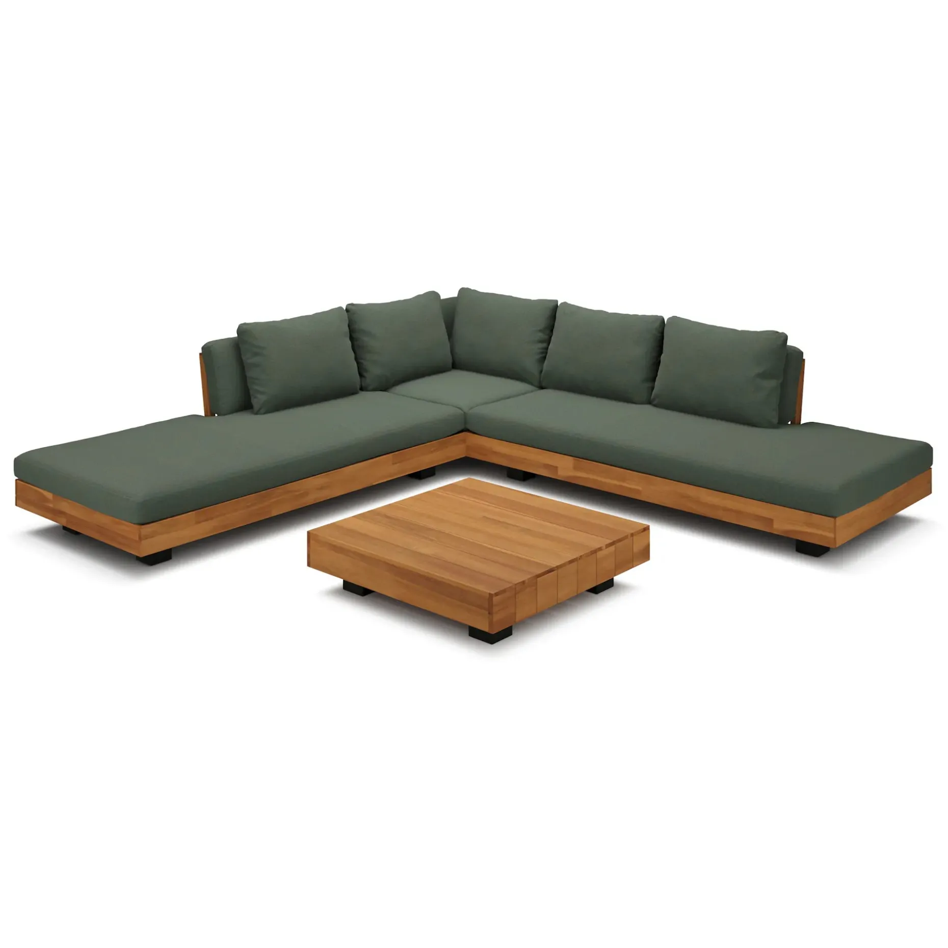 Lubek 100.5" Outdoor Low Corner Sectional Set - Dravite Green