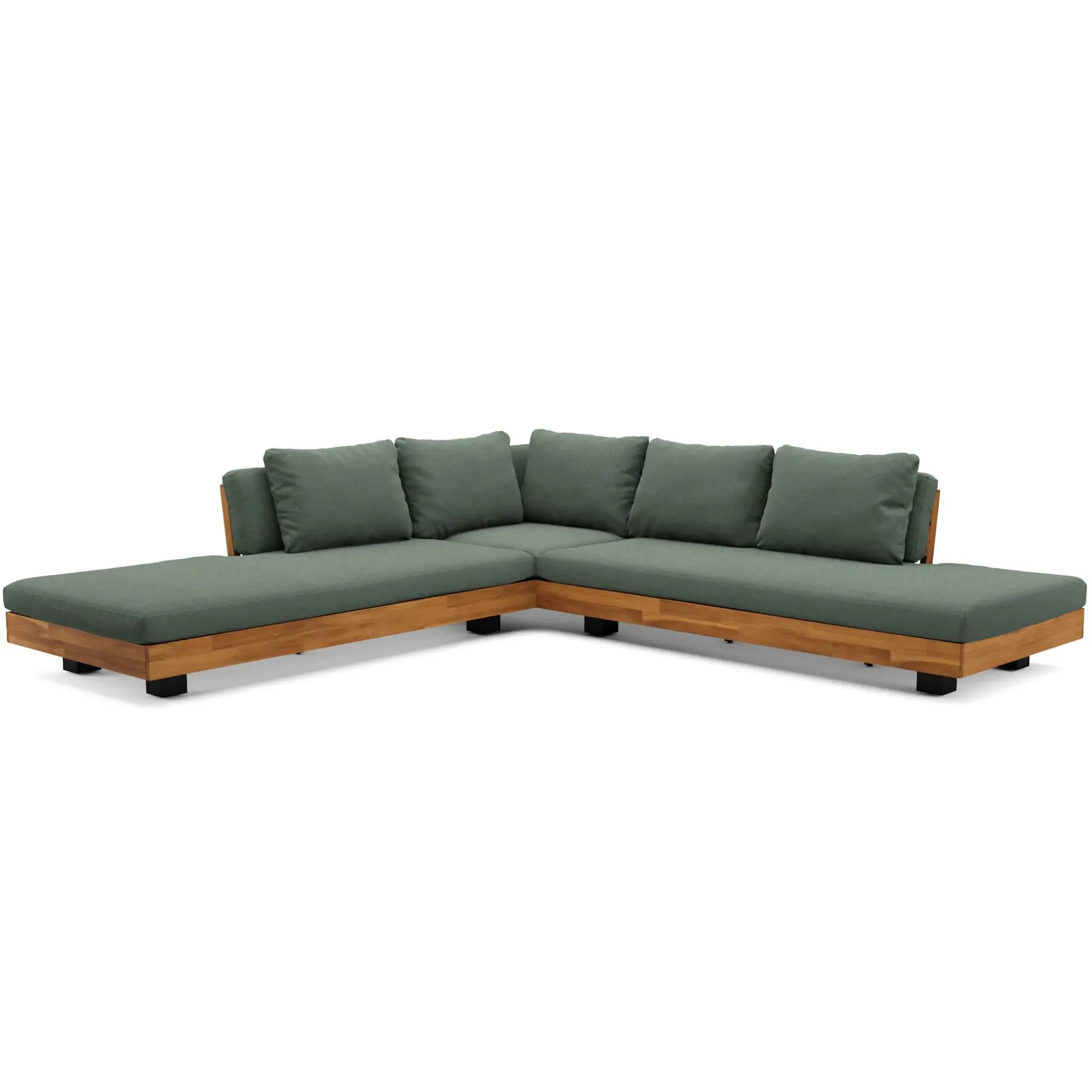Lubek 100.5" Outdoor Low Corner Sectional Set - Dravite Green