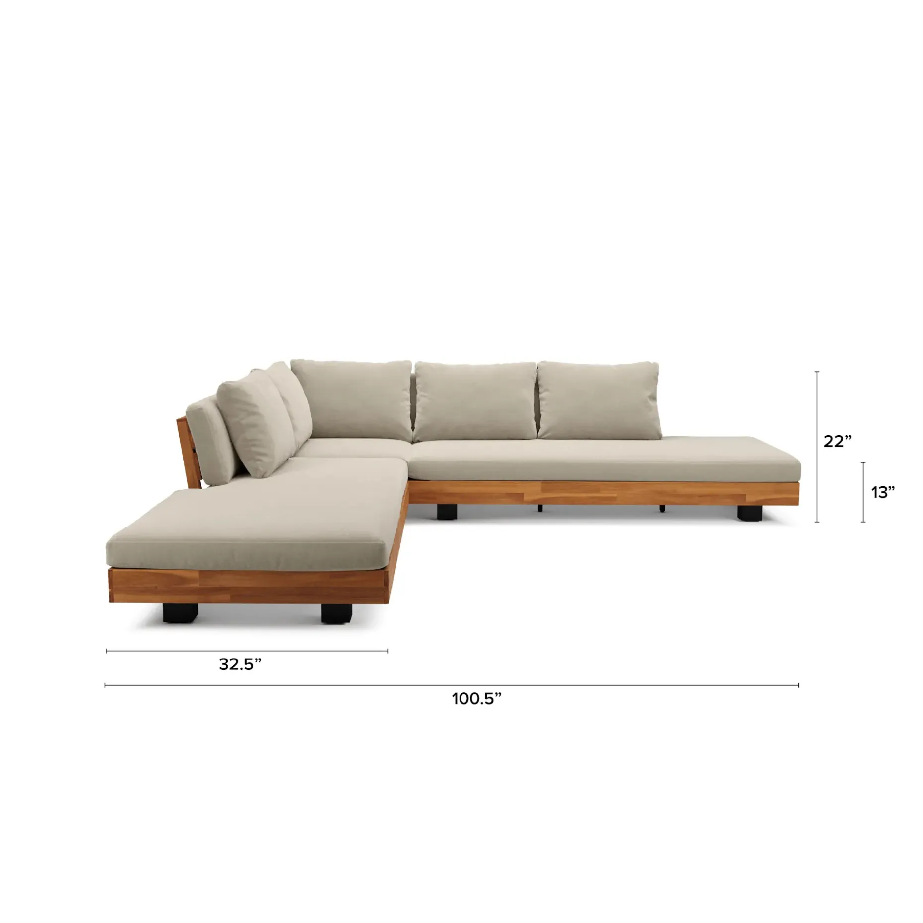 Lubek 100.5" Outdoor Low Corner Sectional Set - Dravite Ivory