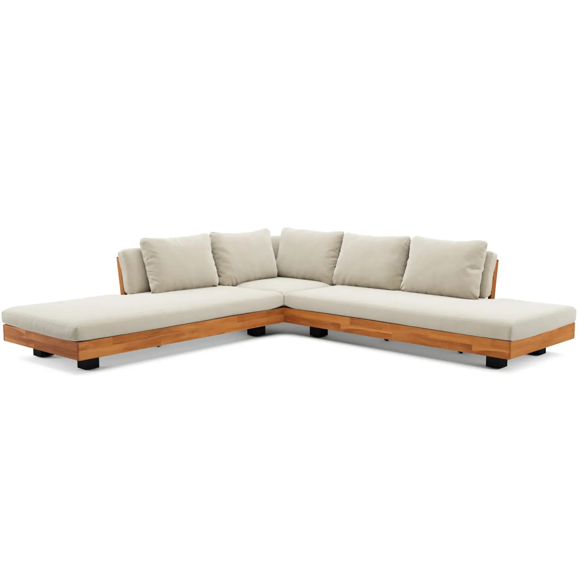 Lubek 100.5" Outdoor Low Corner Sectional Set - Dravite Ivory