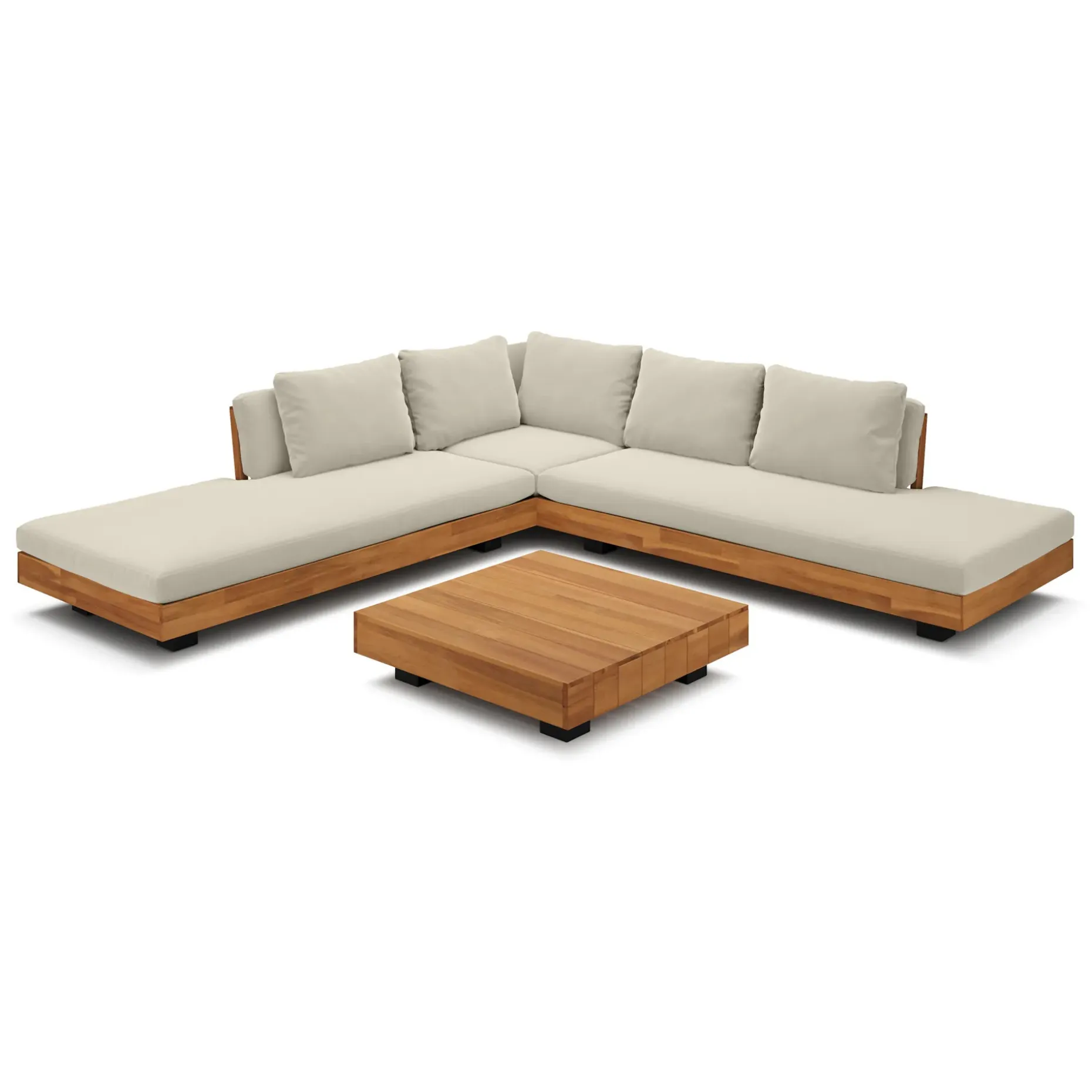 Lubek 100.5" Outdoor Low Corner Sectional Set - Dravite Ivory