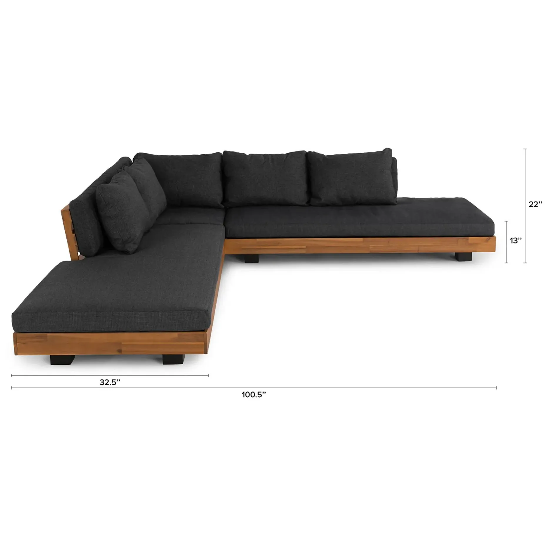 Lubek 100.5" Outdoor Low Corner Sectional - Slate Gray