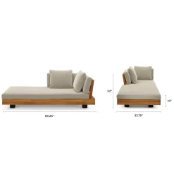 Lubek 69.25" Outdoor Low Left Chaise Lounge - Dravite Ivory
