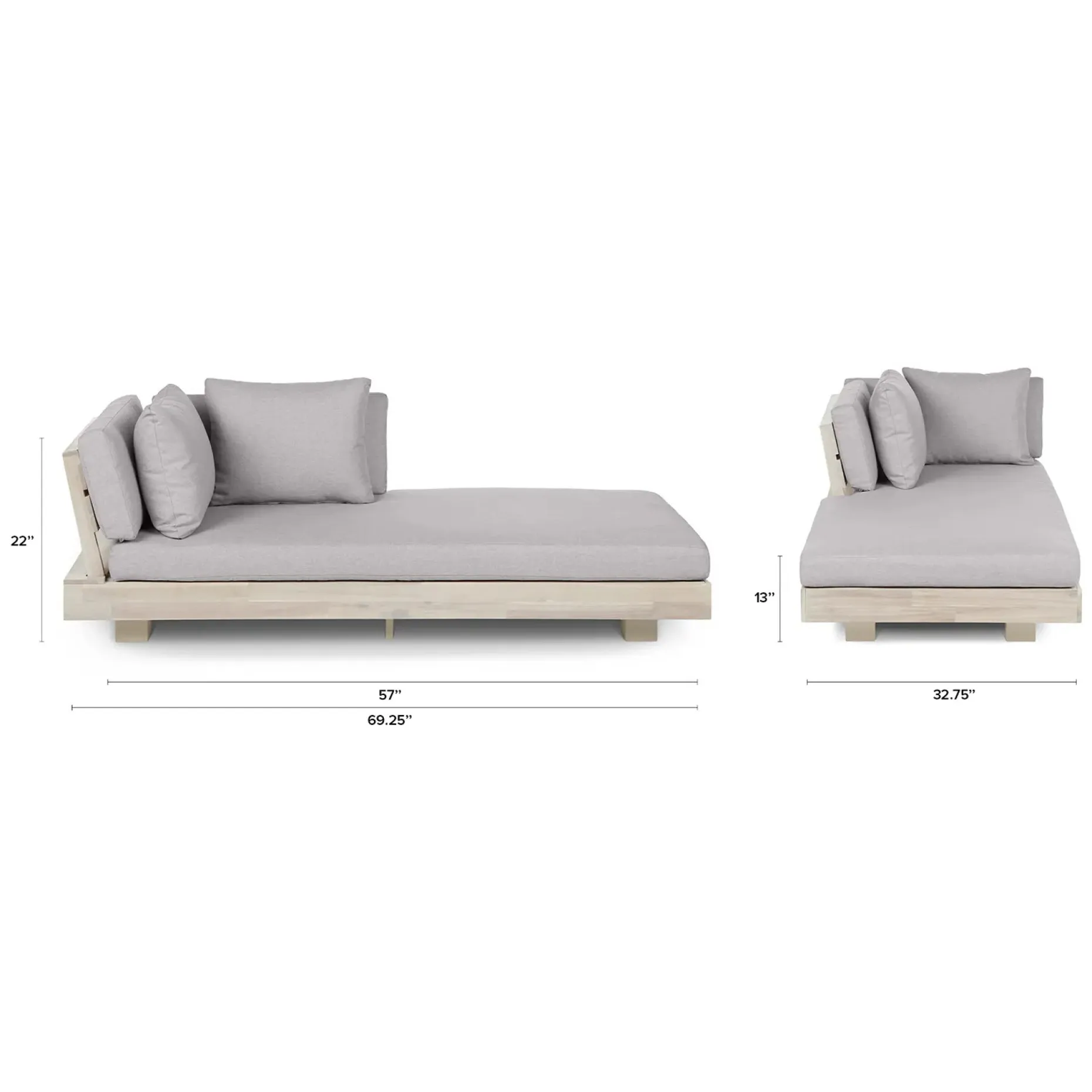 Lubek 69.25" Outdoor Low Left Chaise Lounge - Beach Sand