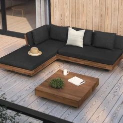 Lubek 82.5" Outdoor Low Left Sectional Set - Slate Gray