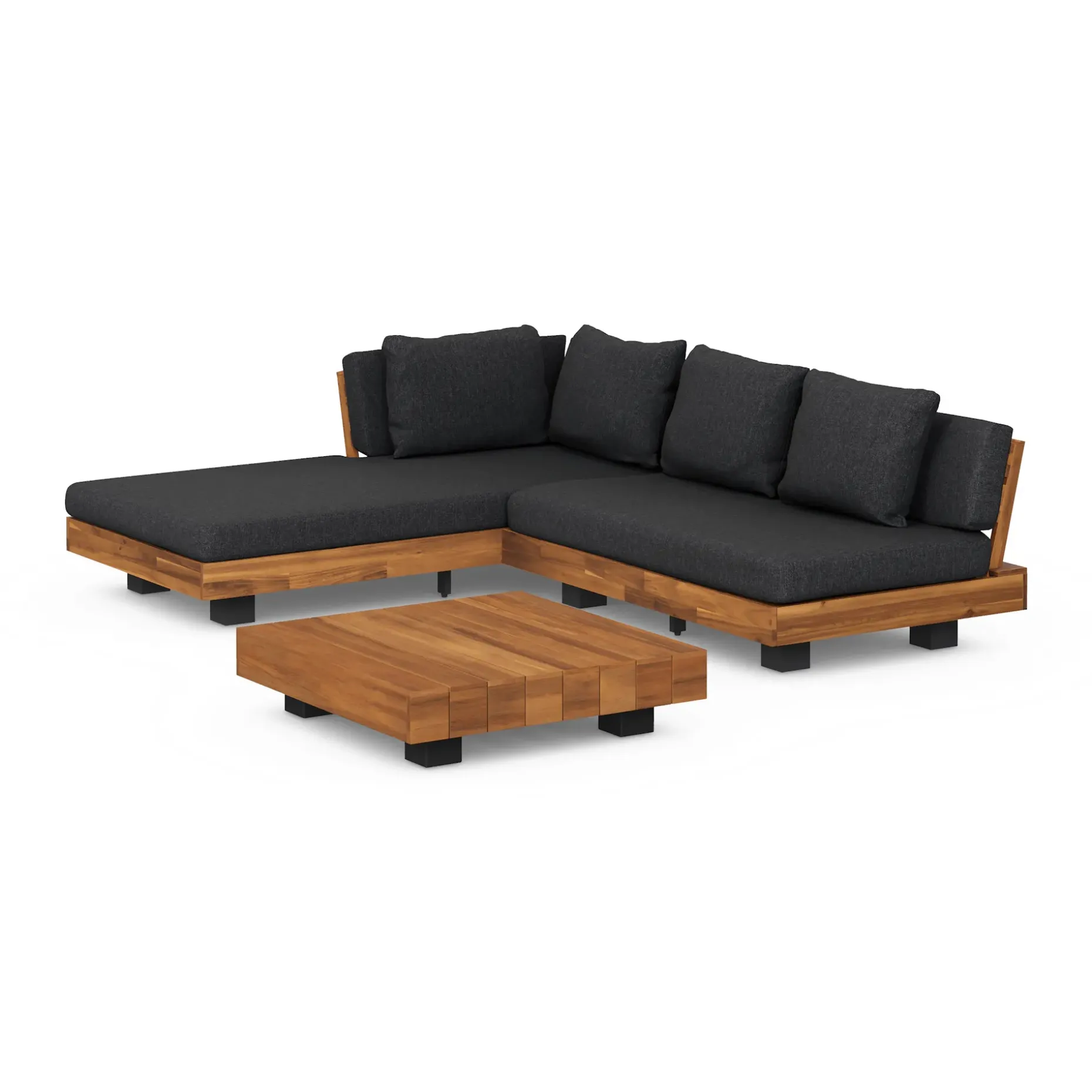 Lubek 82.5" Outdoor Low Left Sectional Set - Slate Gray