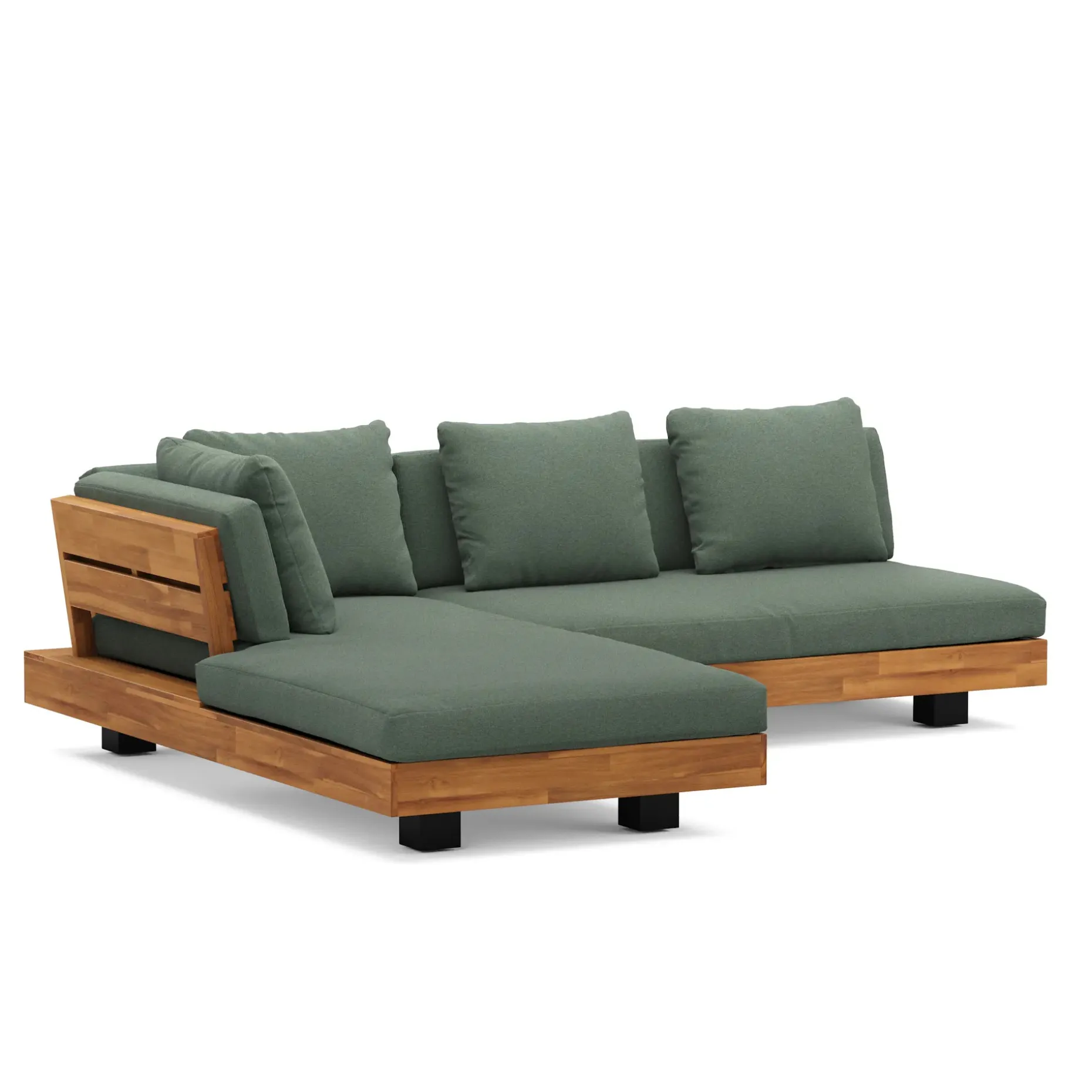 Lubek 82.5" Outdoor Low Left Sectional Set - Dravite Green