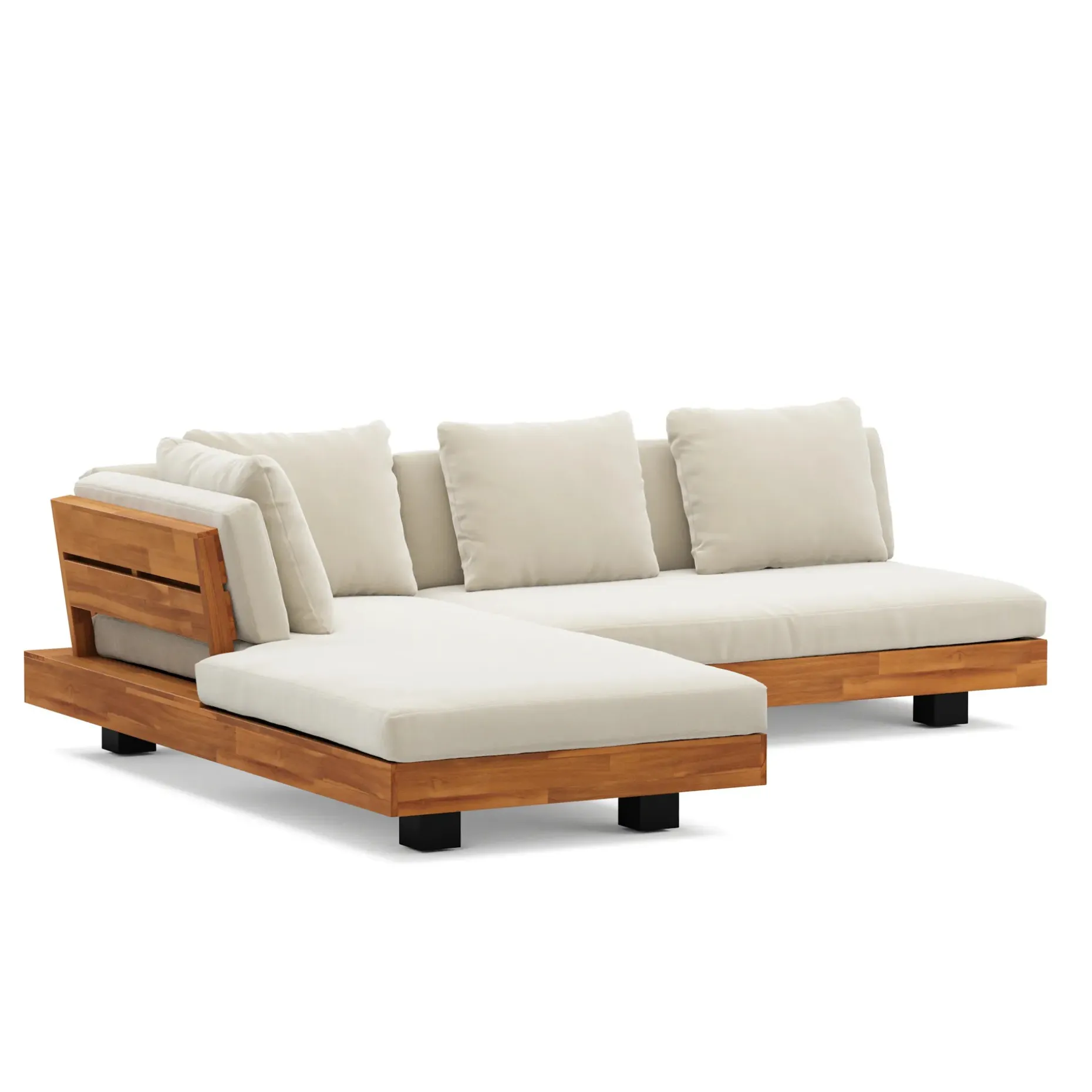 Lubek 82.5" Outdoor Low Left Sectional Set - Dravite Ivory