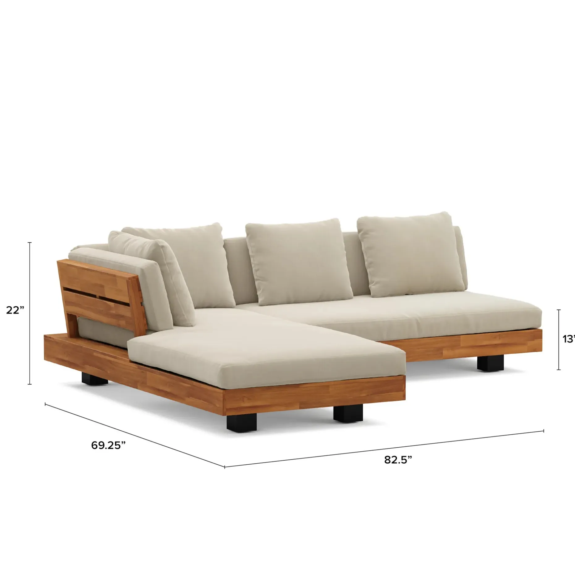 Lubek 82.5" Outdoor Low Left Sectional Set - Dravite Ivory
