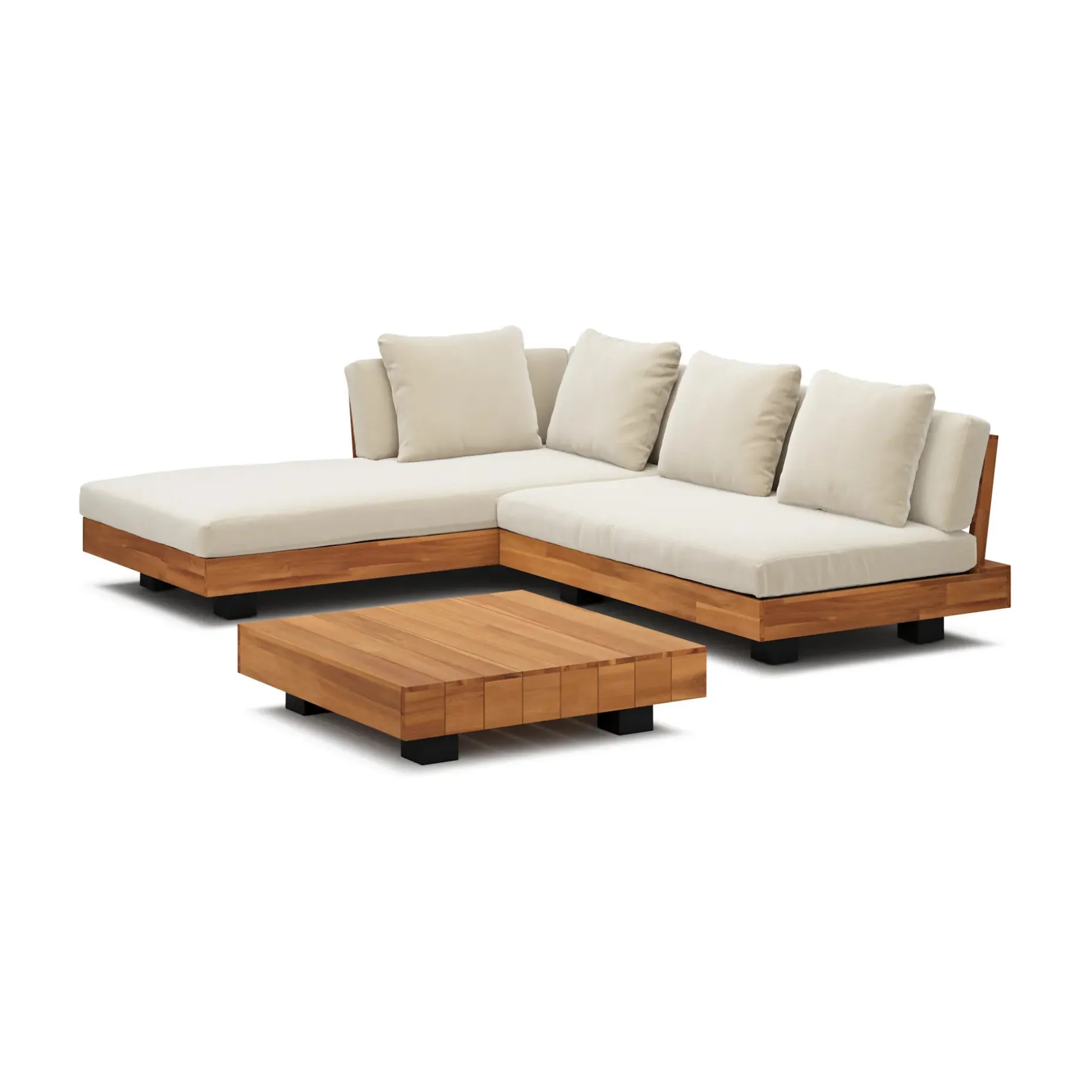 Lubek 82.5" Outdoor Low Left Sectional Set - Dravite Ivory