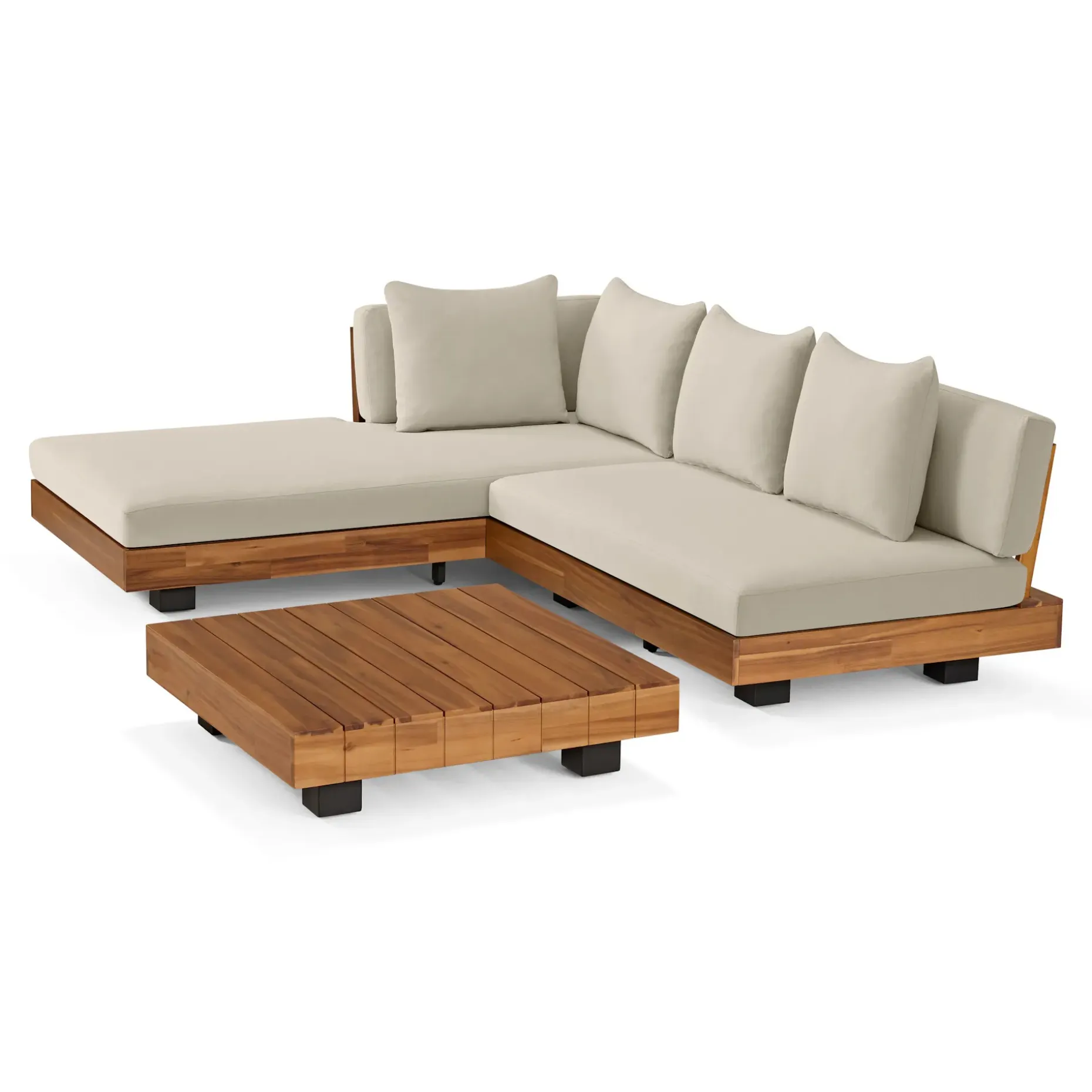 Lubek 82.5" Outdoor Low Left Sectional Set - Dravite Ivory
