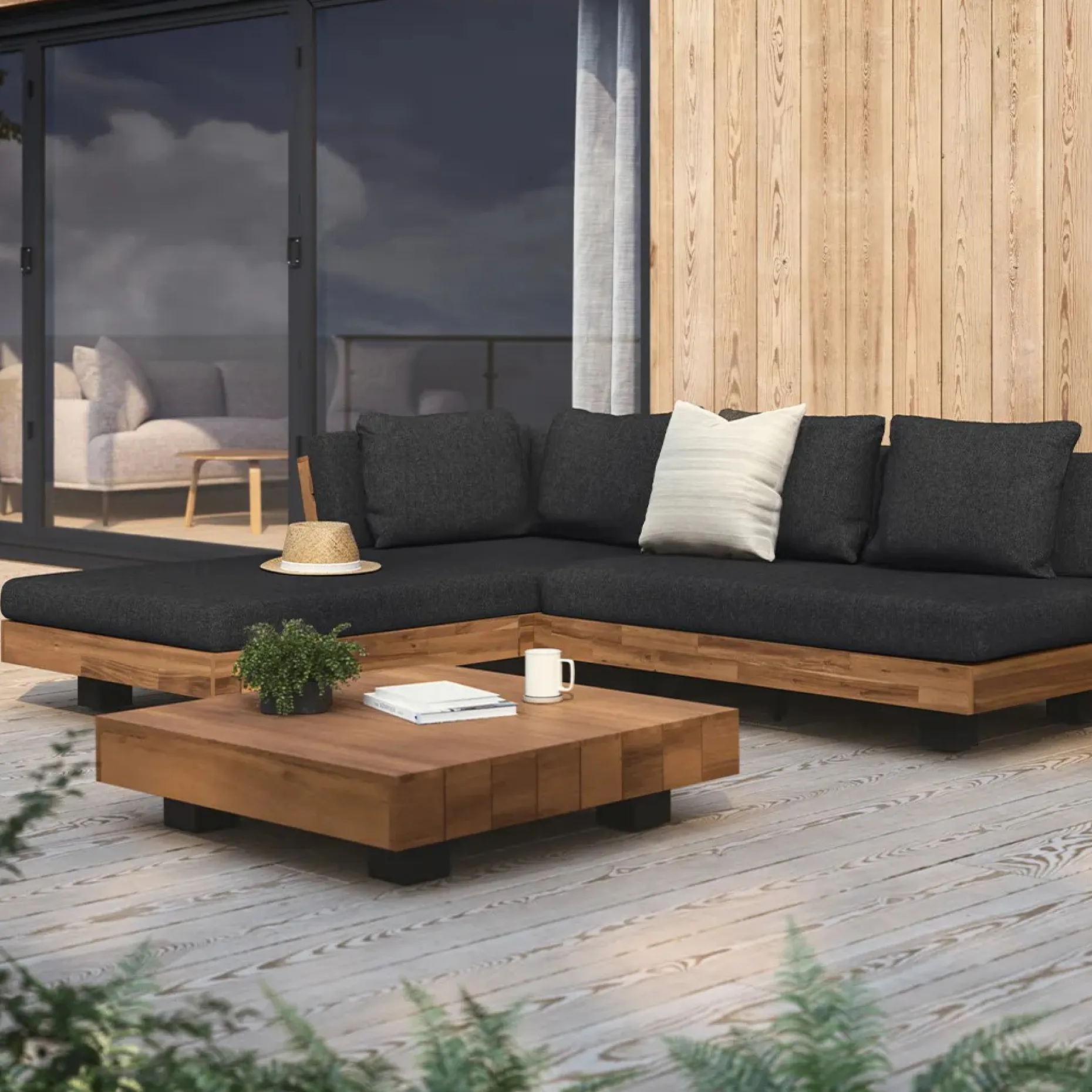 Lubek 82.5" Outdoor Low Left Sectional - Slate Gray