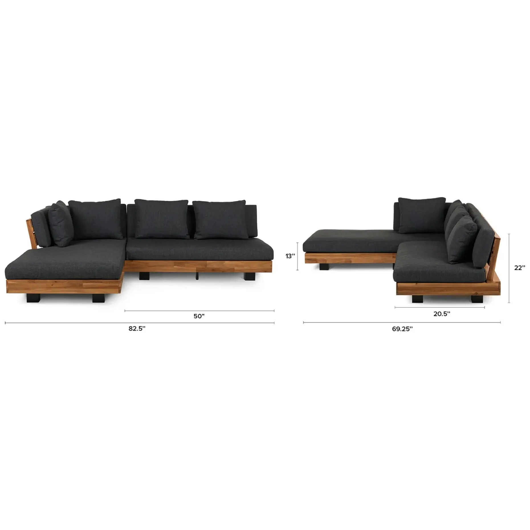 Lubek 82.5" Outdoor Low Left Sectional - Slate Gray