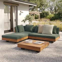 Lubek 82.5" Outdoor Low Left Sectional - Dravite Green