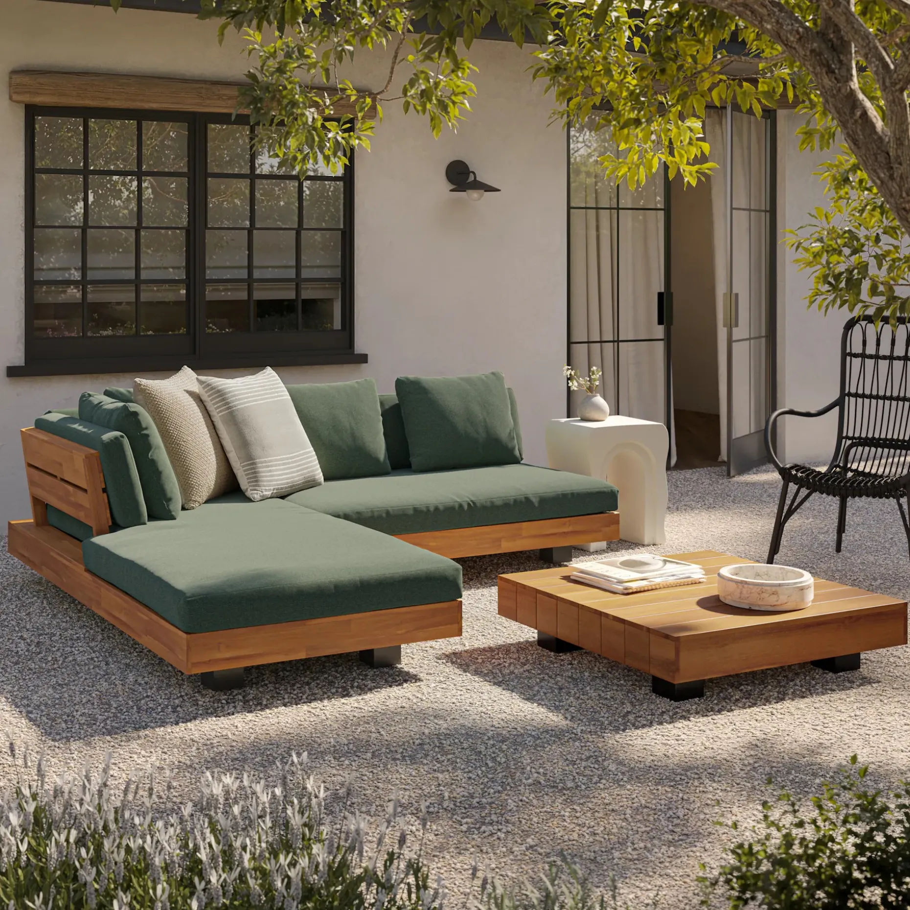 Lubek 82.5" Outdoor Low Left Sectional - Dravite Green