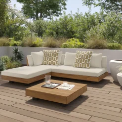 Lubek 82.5" Outdoor Low Left Sectional - Dravite Ivory