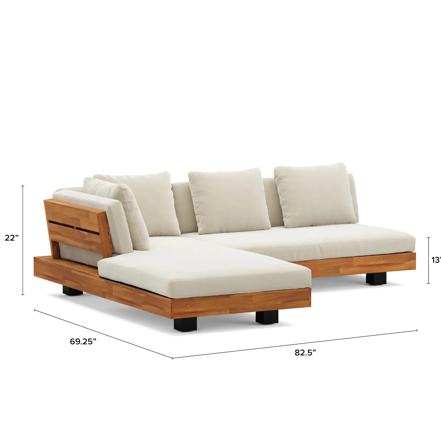 Lubek 82.5" Outdoor Low Left Sectional - Dravite Ivory
