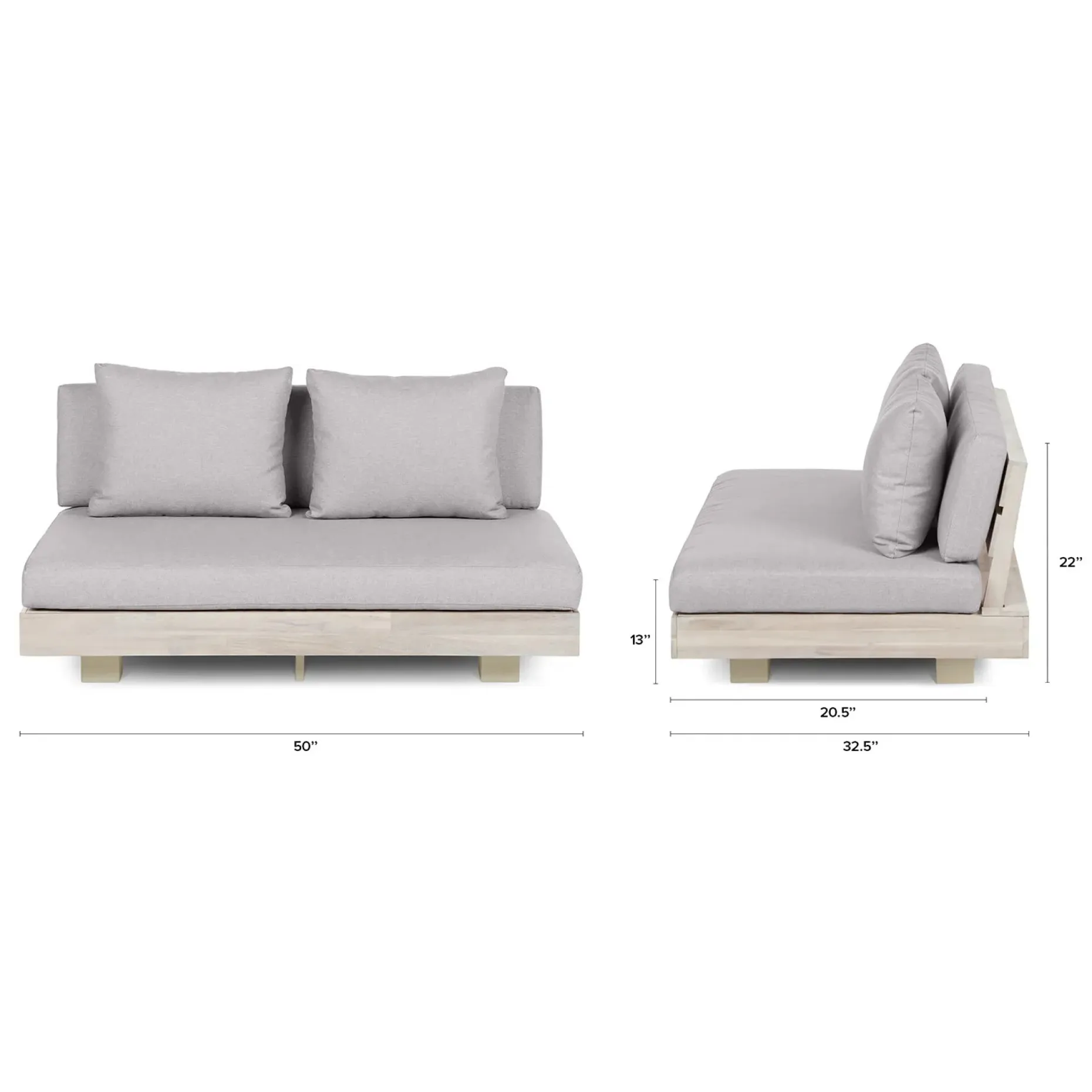 Lubek 50" Outdoor Low Loveseat - Beach Sand