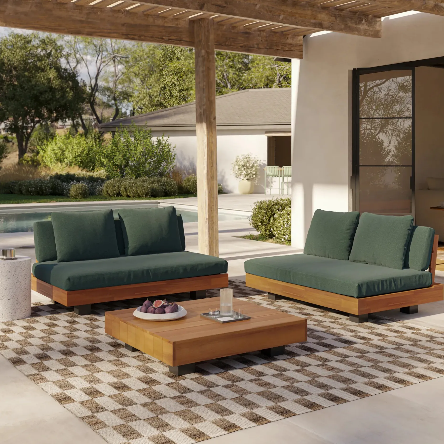 Lubek 50" Outdoor Low Loveseat - Dravite Green