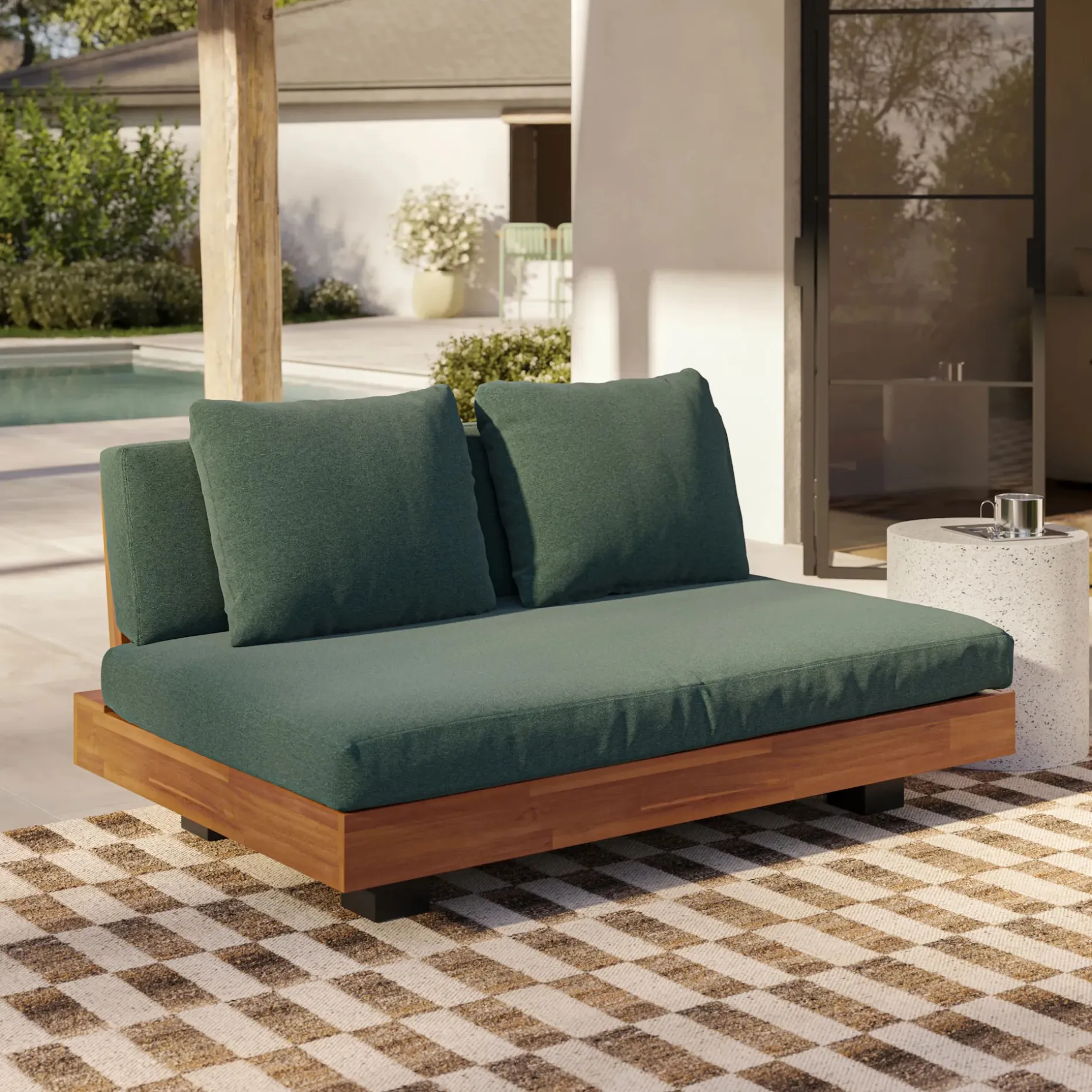 Lubek 50" Outdoor Low Loveseat - Dravite Green