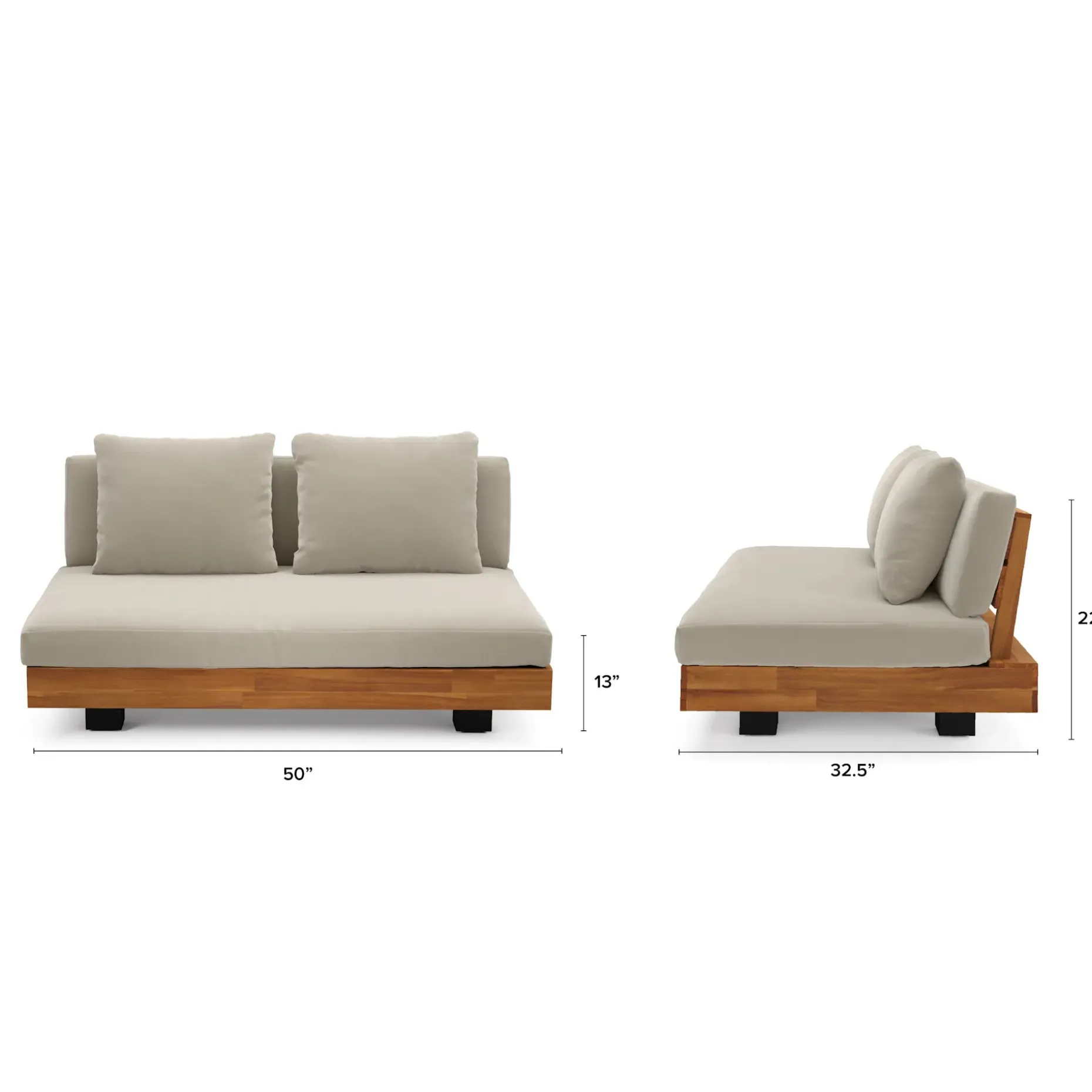 Lubek 50" Outdoor Low Loveseat - Dravite Ivory