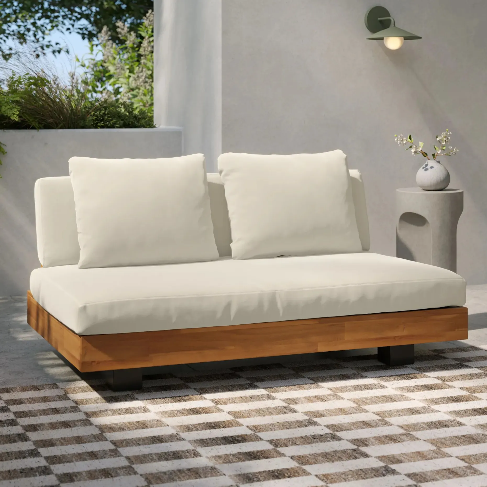 Lubek 50" Outdoor Low Loveseat - Dravite Ivory