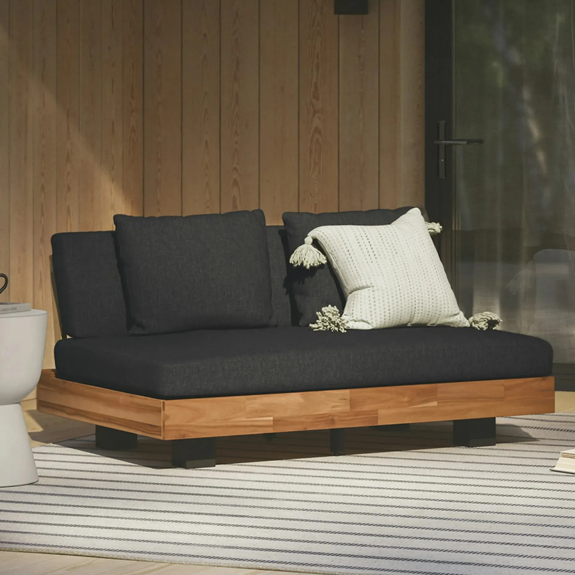 Lubek 50" Outdoor Low Loveseat - Slate Gray