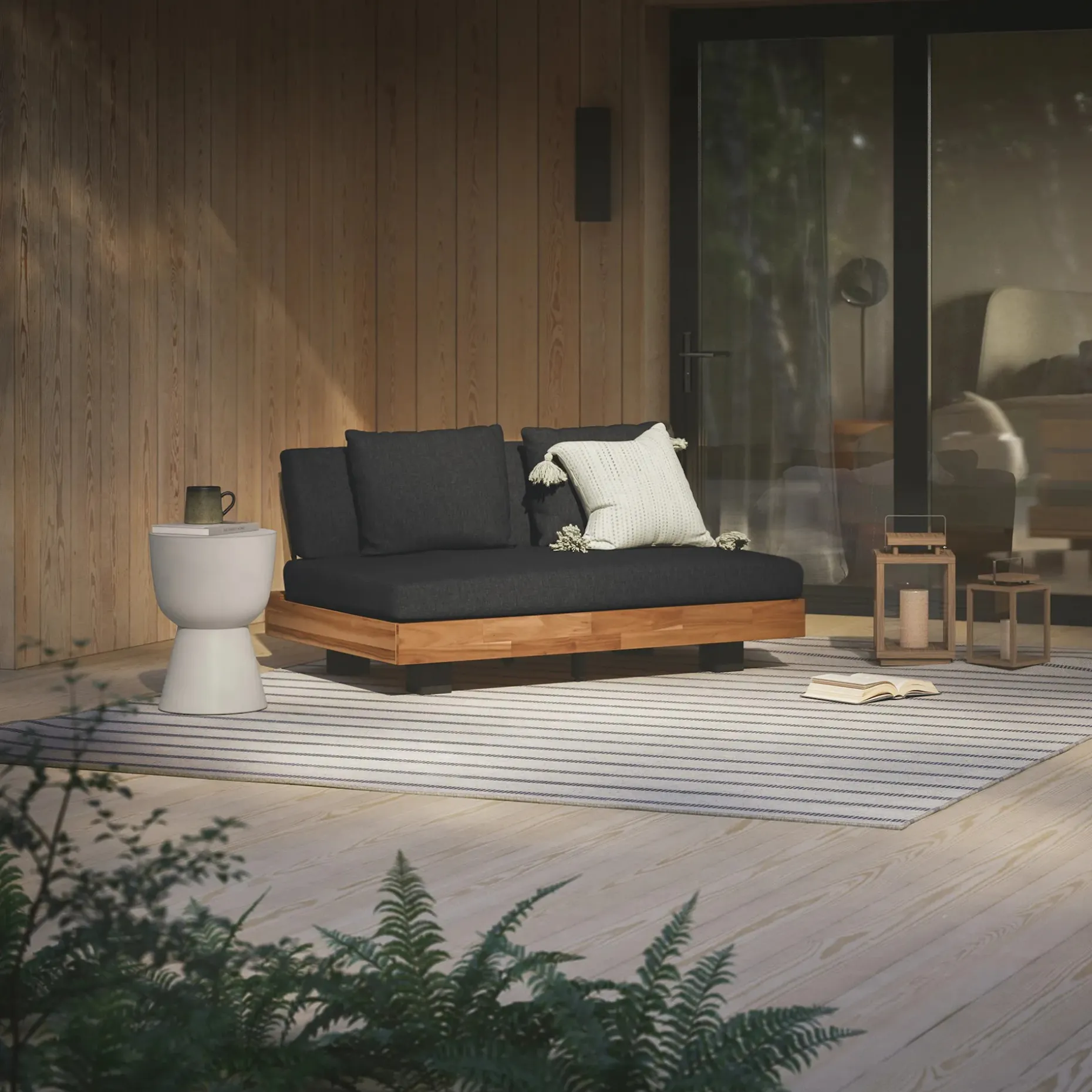 Lubek 50" Outdoor Low Loveseat - Slate Gray