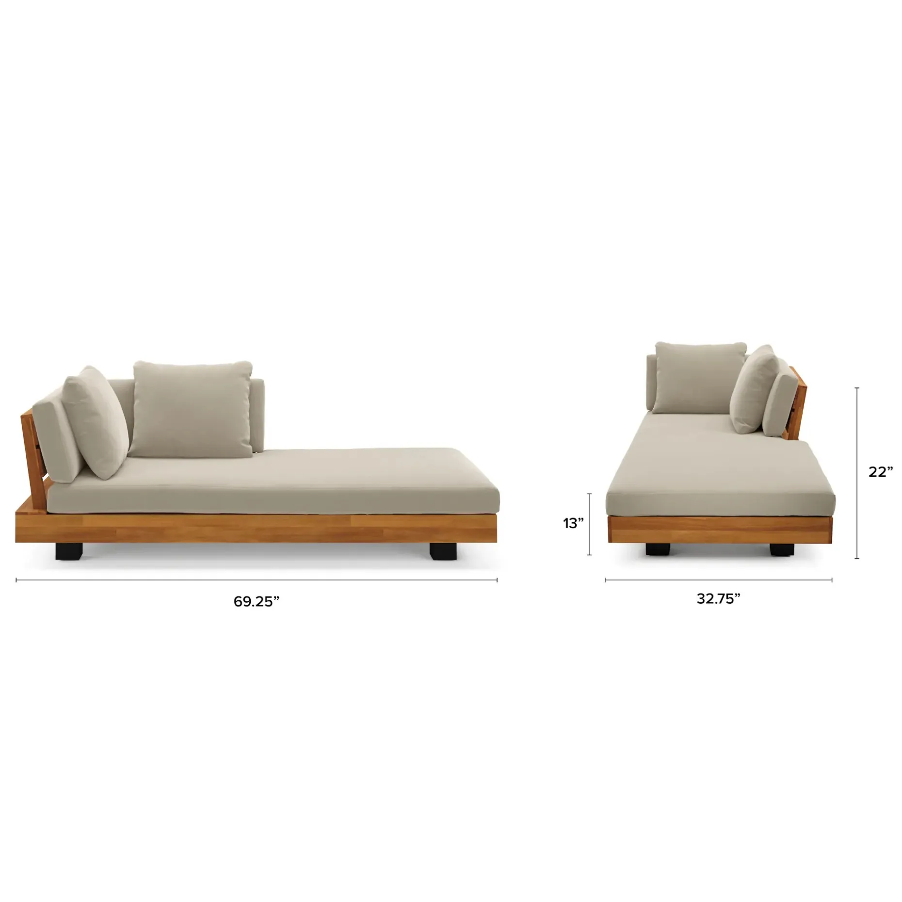 Lubek 69.25" Outdoor Low Right Chaise Lounge - Dravite Ivory
