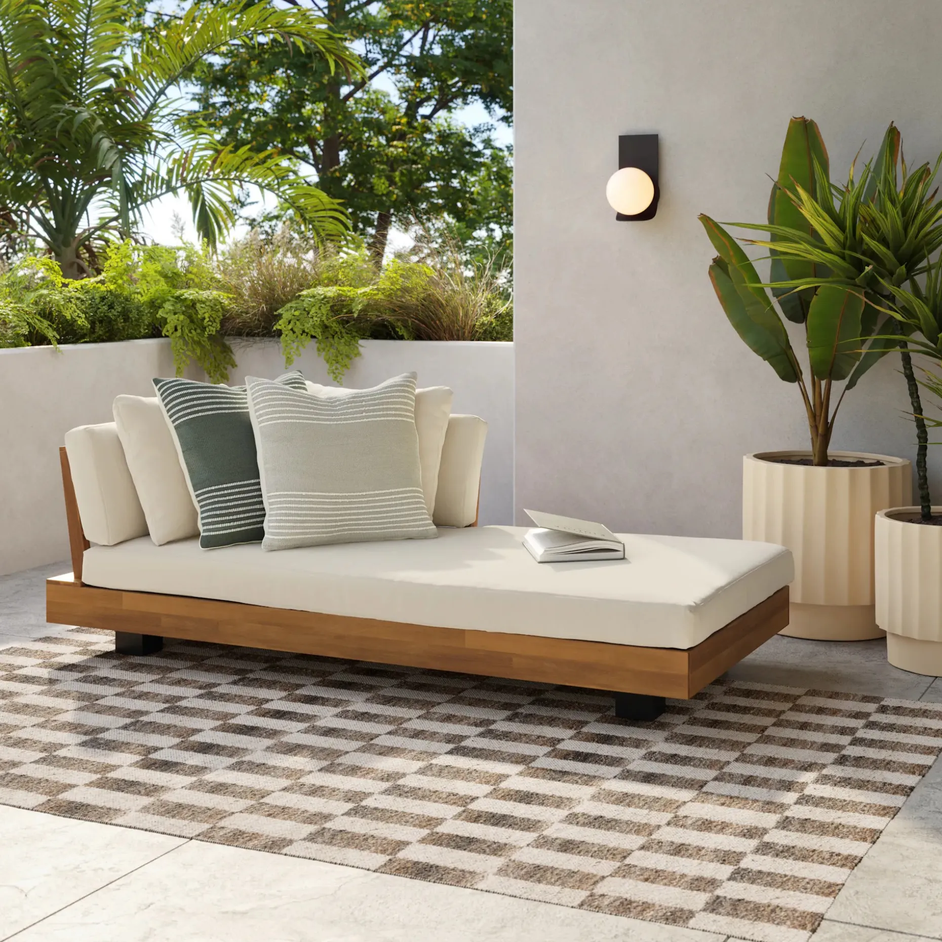 Lubek 69.25" Outdoor Low Right Chaise Lounge - Dravite Ivory