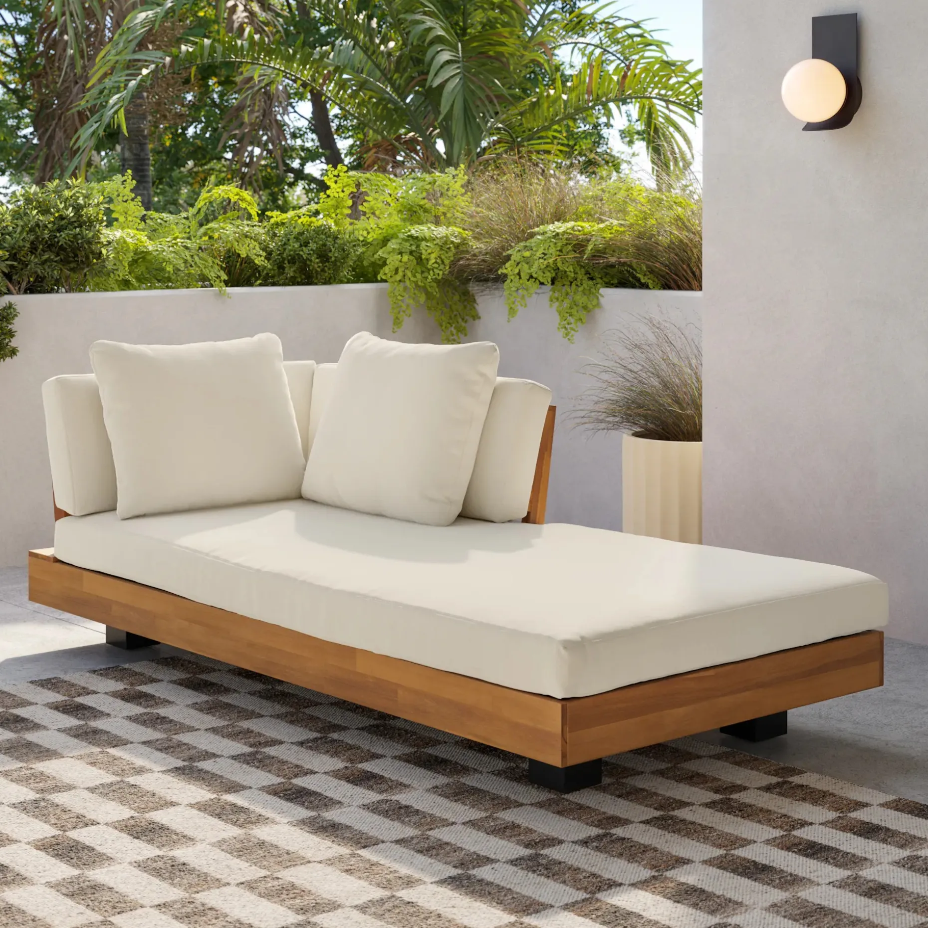 Lubek 69.25" Outdoor Low Right Chaise Lounge - Dravite Ivory