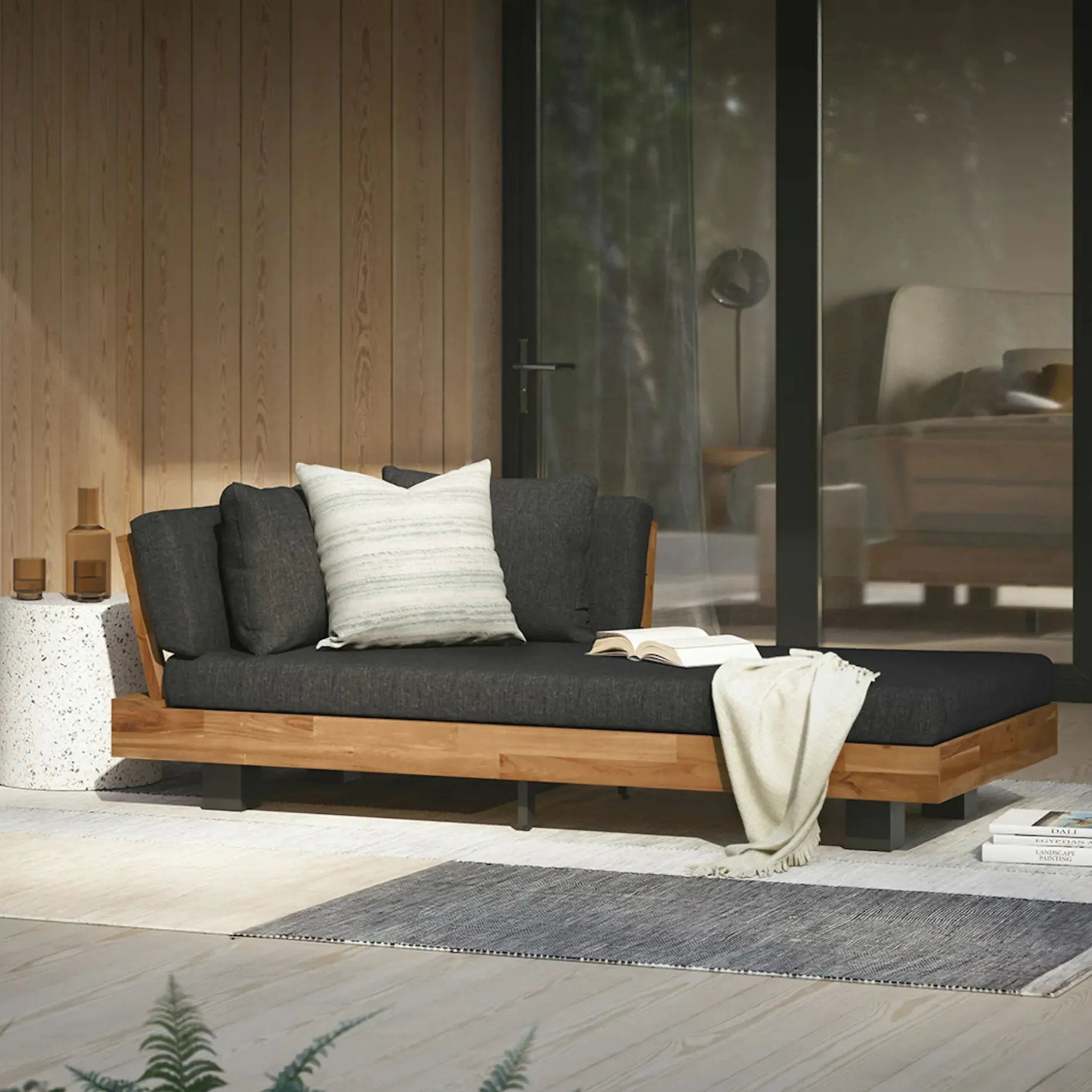 Lubek 69.25" Outdoor Low Right Chaise Lounge - Slate Gray