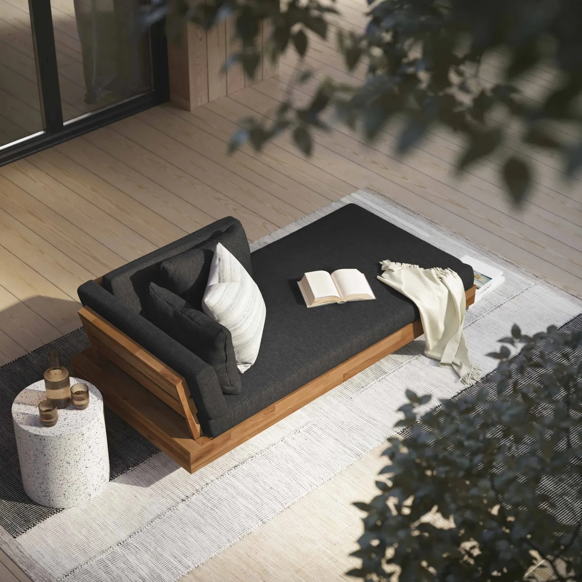 Lubek 69.25" Outdoor Low Right Chaise Lounge - Slate Gray