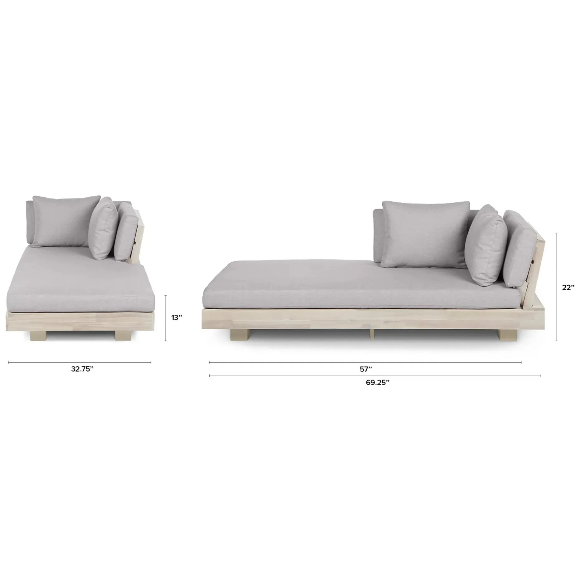 Lubek 69.25" Outdoor Low Right Chaise Lounge - Beach Sand