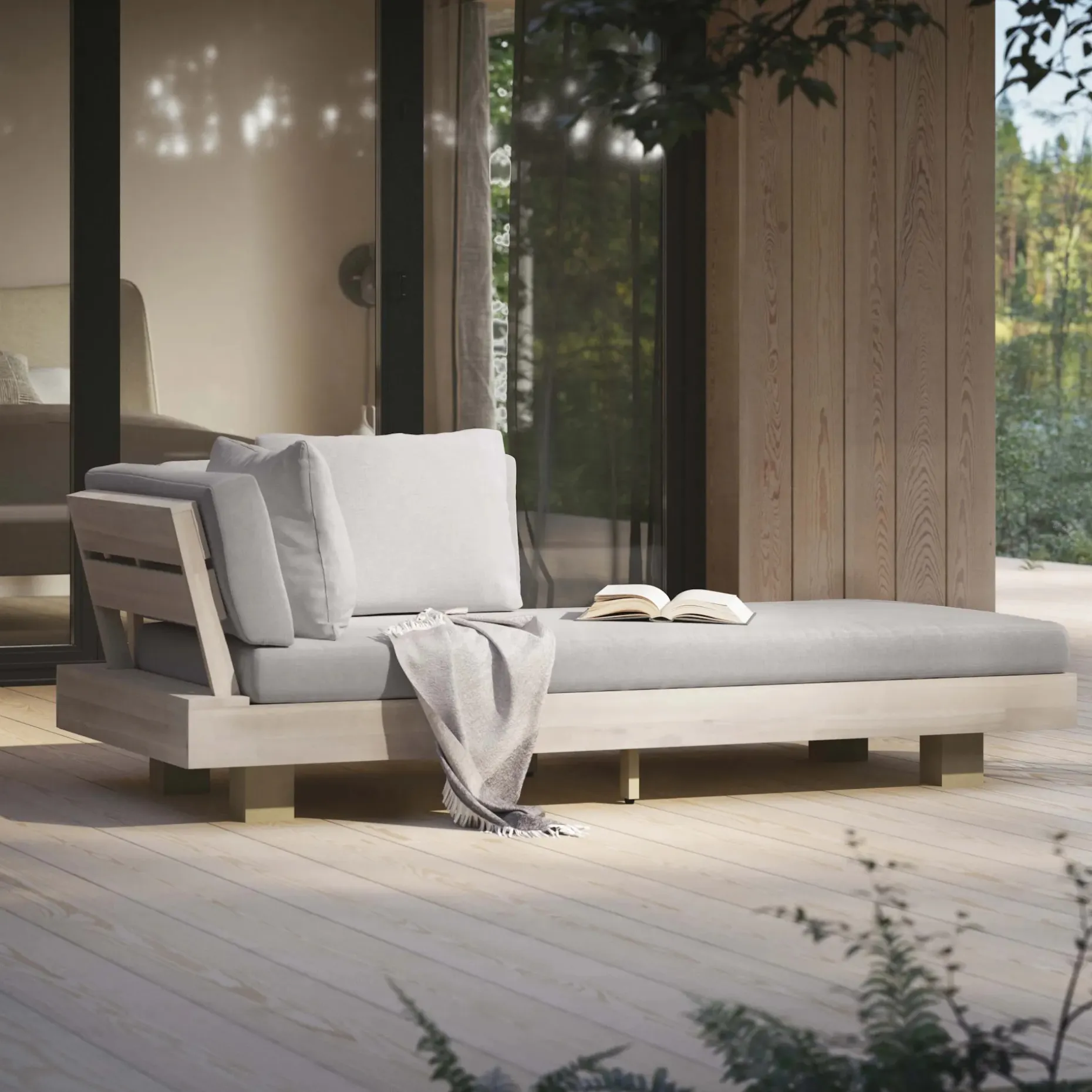 Lubek 69.25" Outdoor Low Right Chaise Lounge - Beach Sand