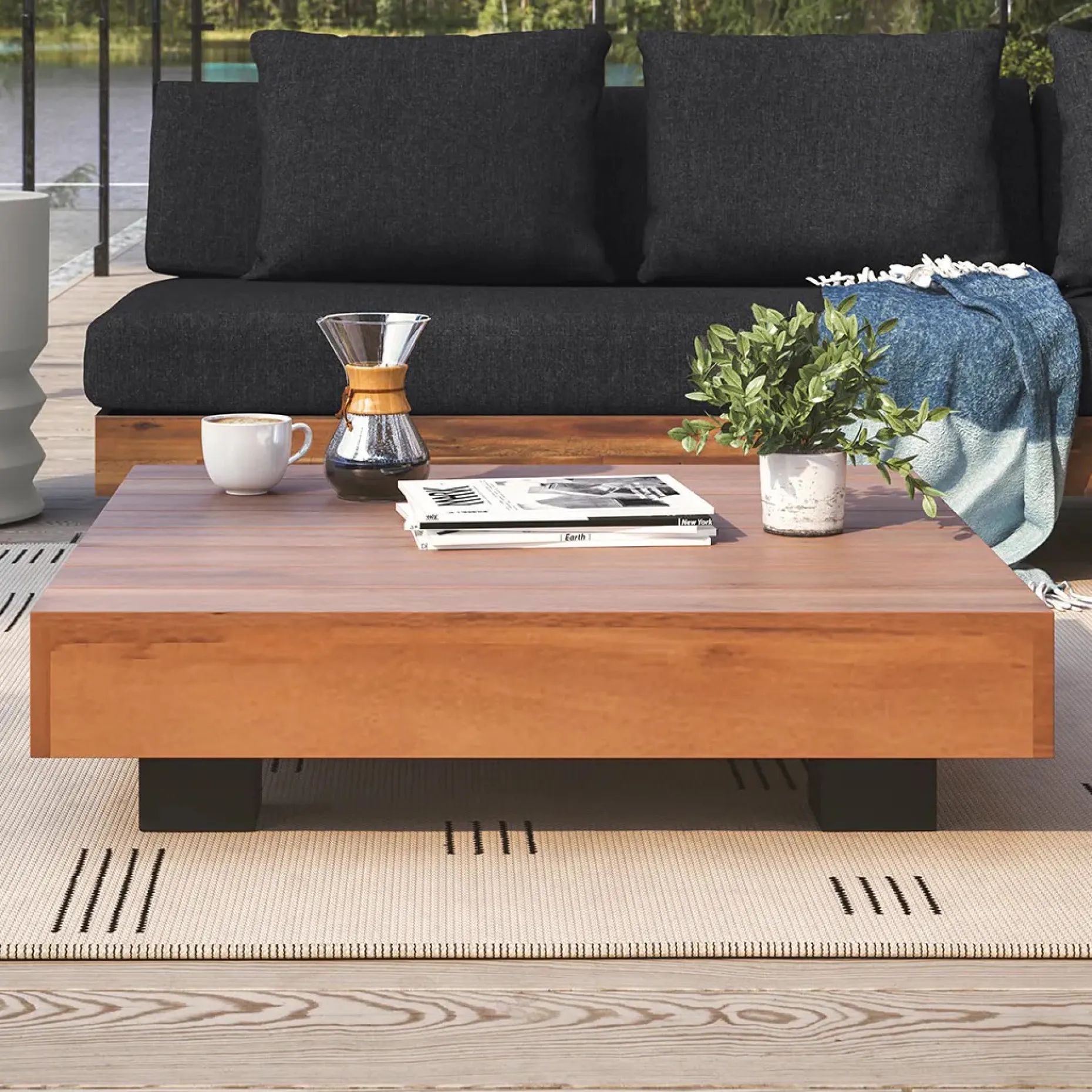 Lubek 82.5" Outdoor Low Right Sectional Set - Slate Gray