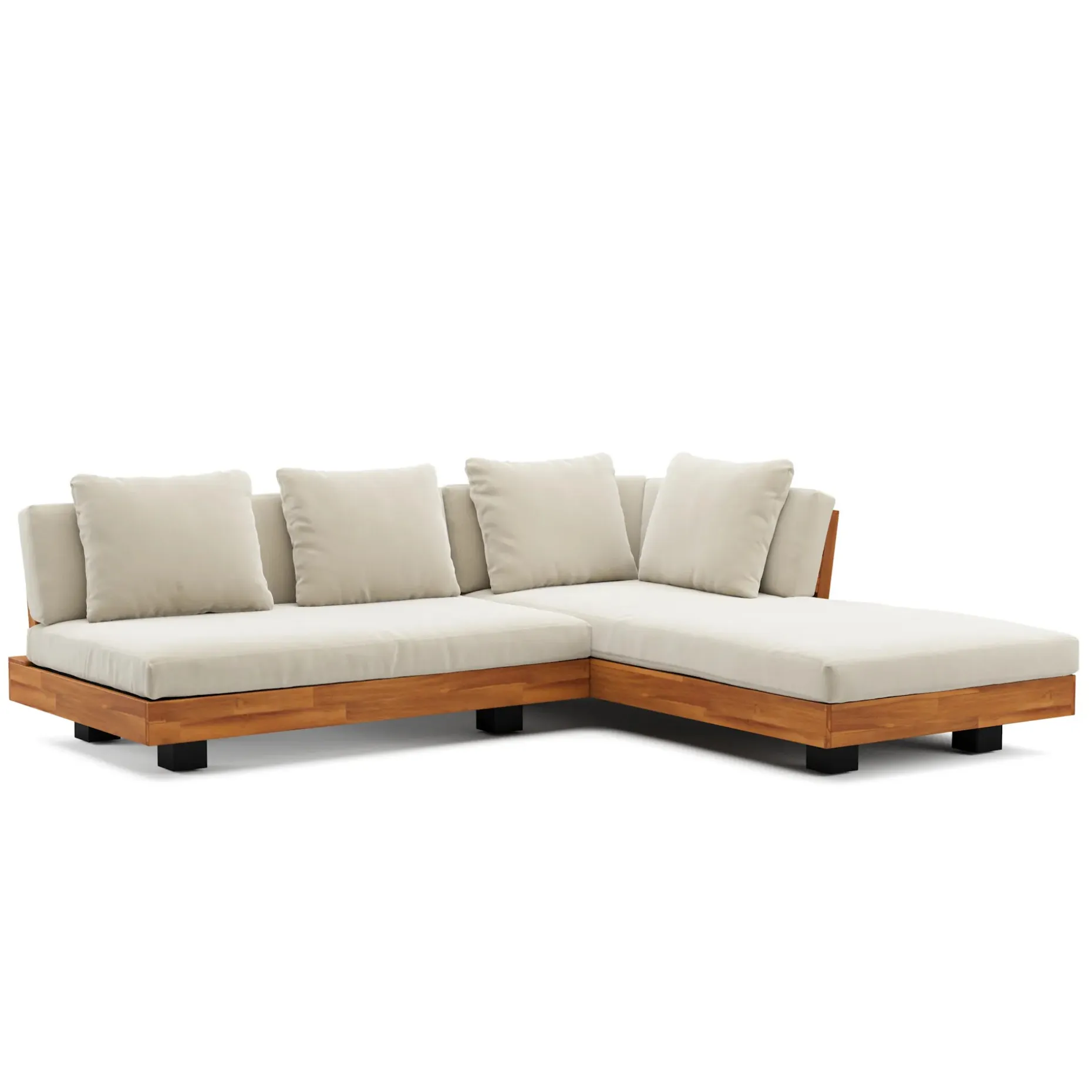 Lubek 82.5" Outdoor Low Right Sectional Set - Dravite Ivory