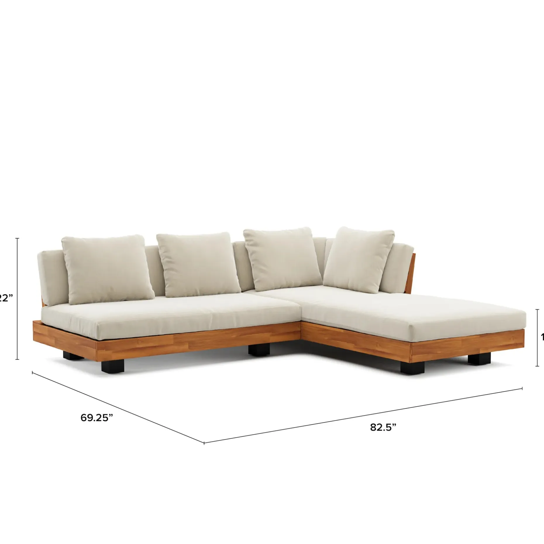 Lubek 82.5" Outdoor Low Right Sectional - Dravite Ivory