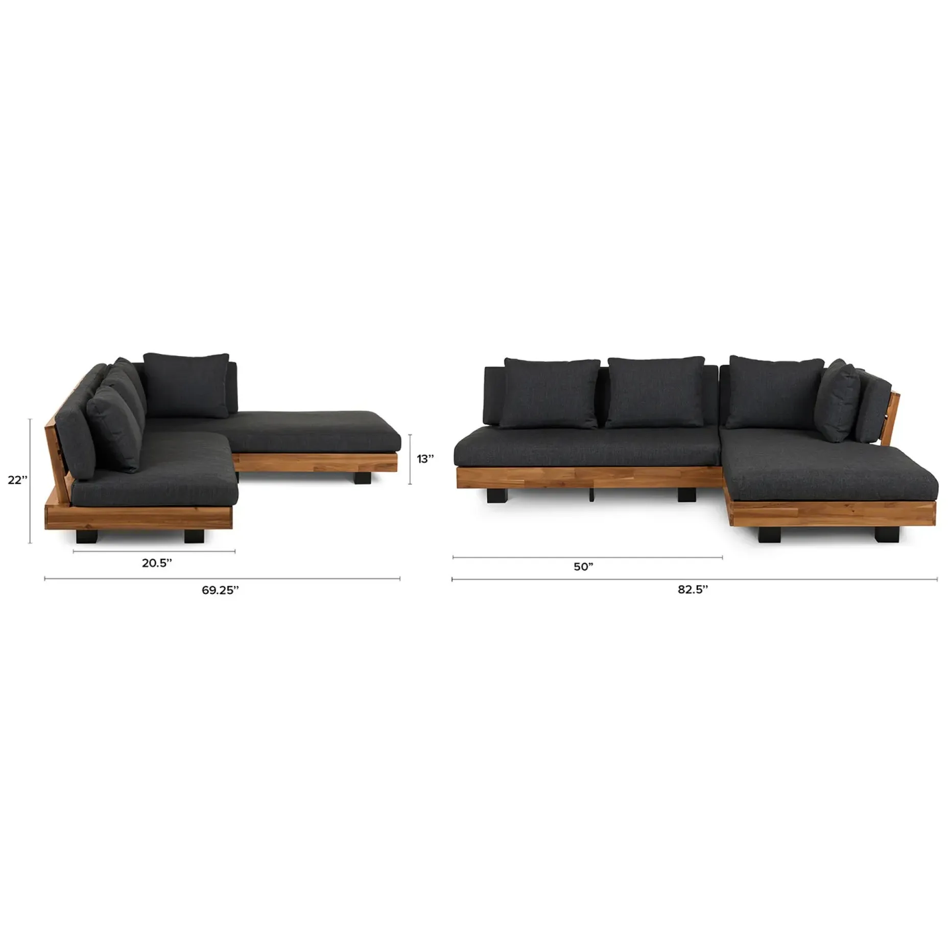 Lubek 82.5" Outdoor Low Right Sectional - Slate Gray